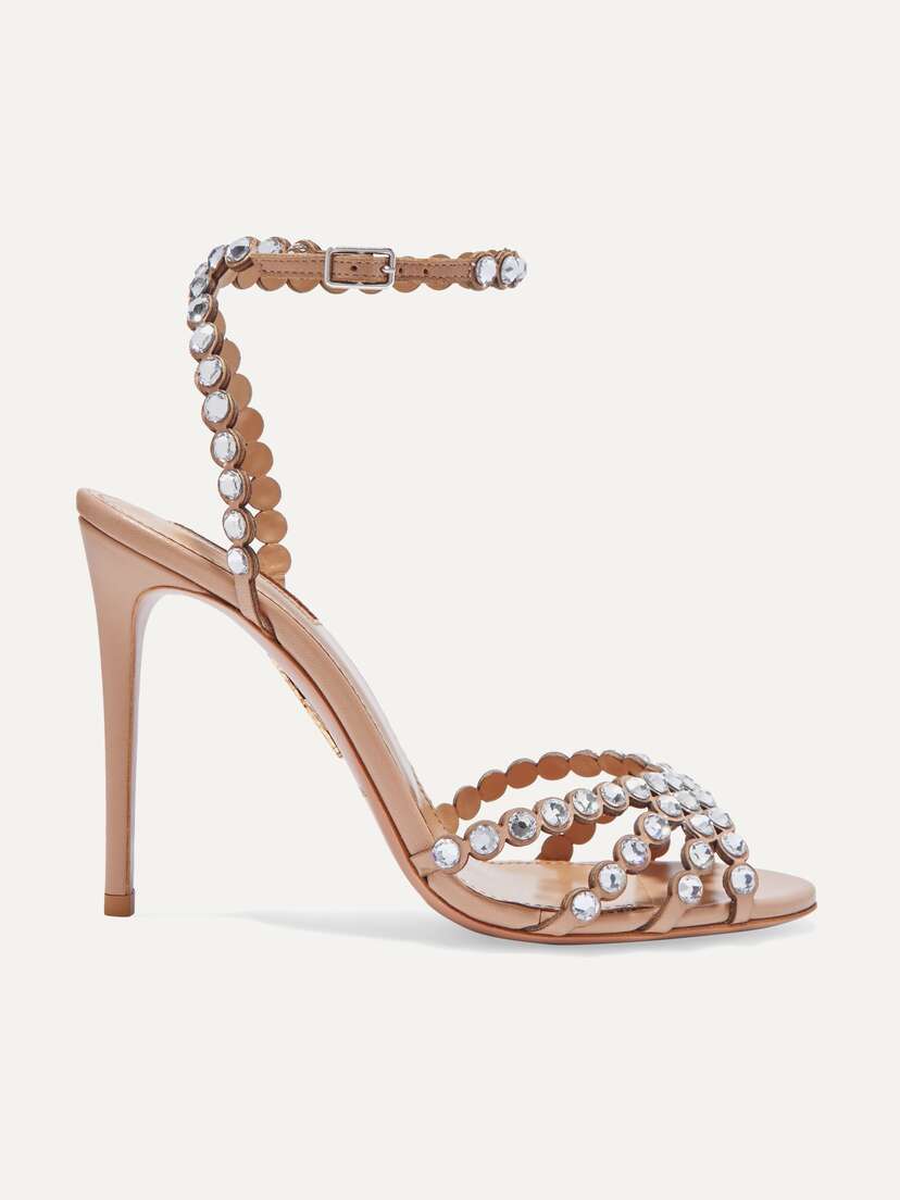 Aquazzura Tequila 105 Crystal-embellished Leather Sandals