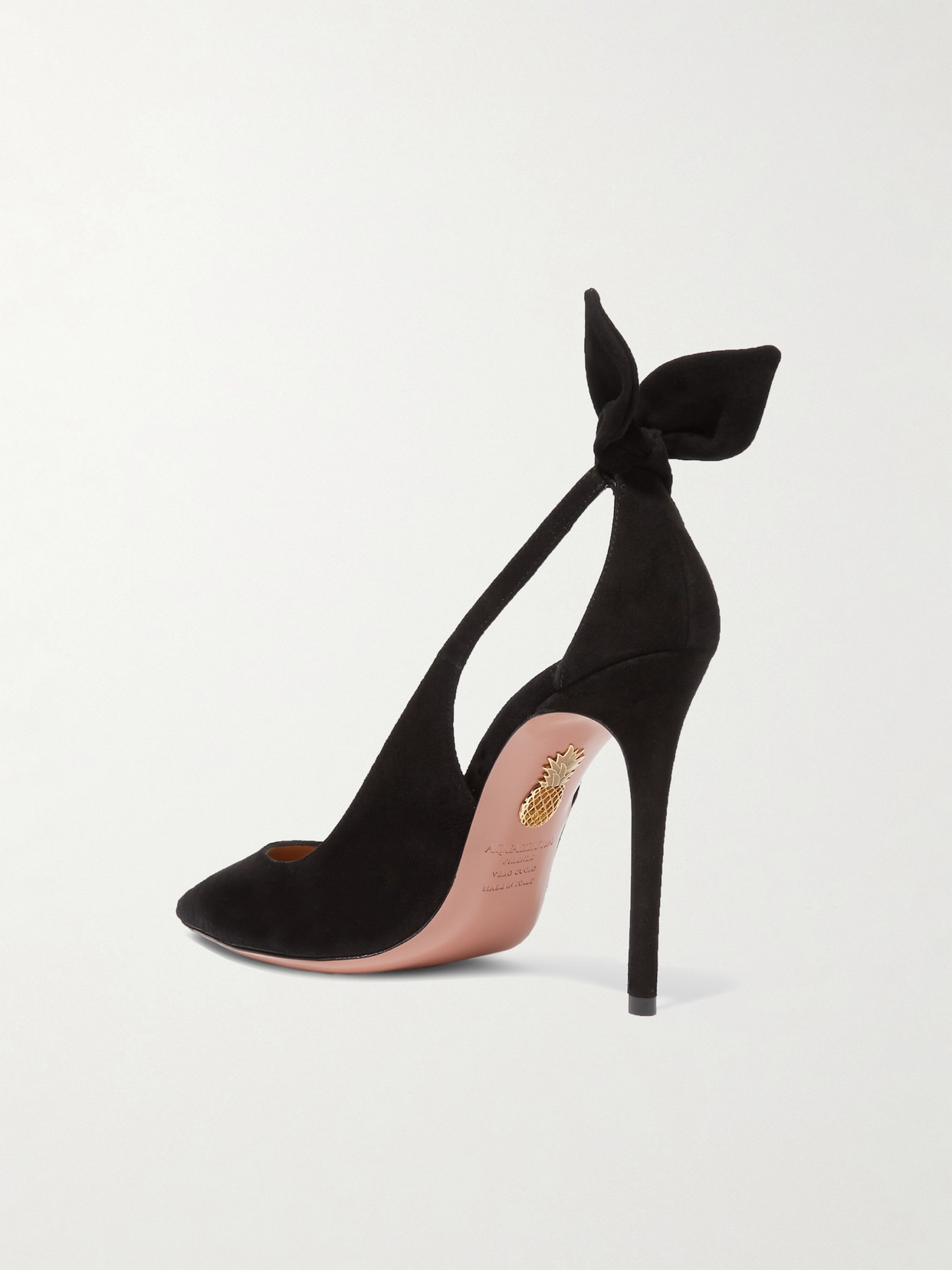 AQUAZZURA BOW TIE 105 SUEDE PUMPS