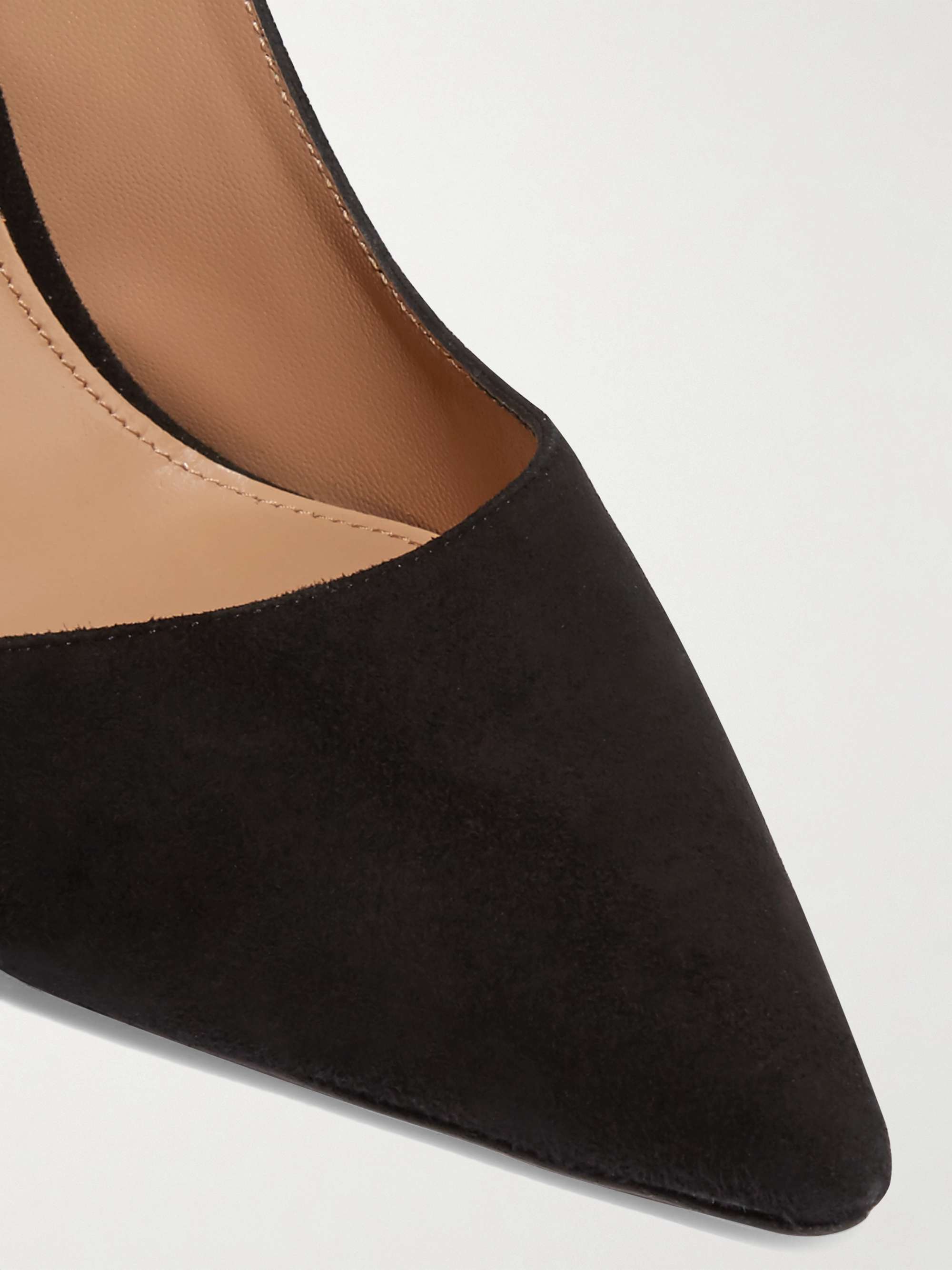 AQUAZZURA Bow Tie 105 glittered PVC and metallic leather pumps