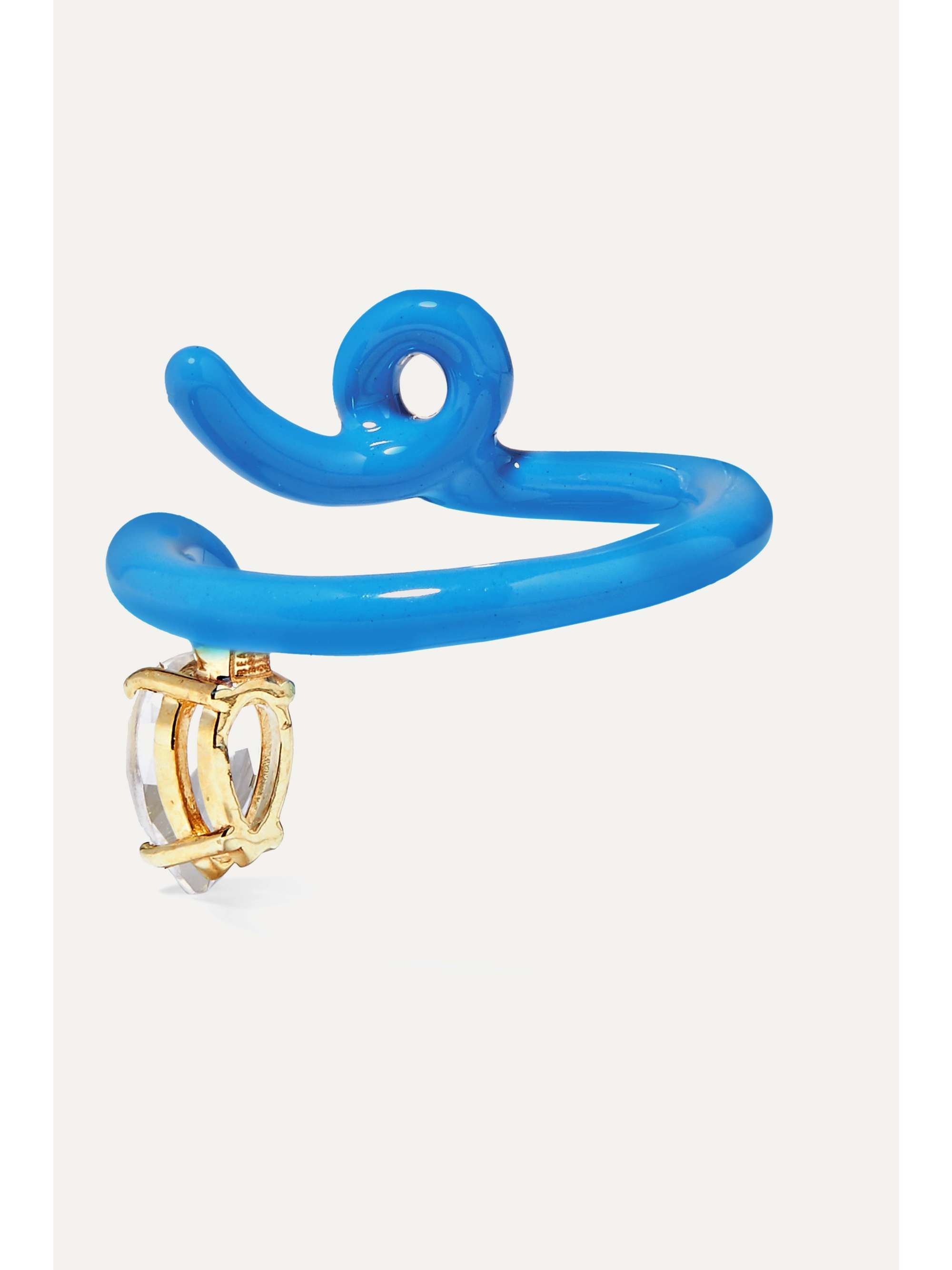 BEA BONGIASCA Baby Vine Tendril enamel, gold and crystal ring