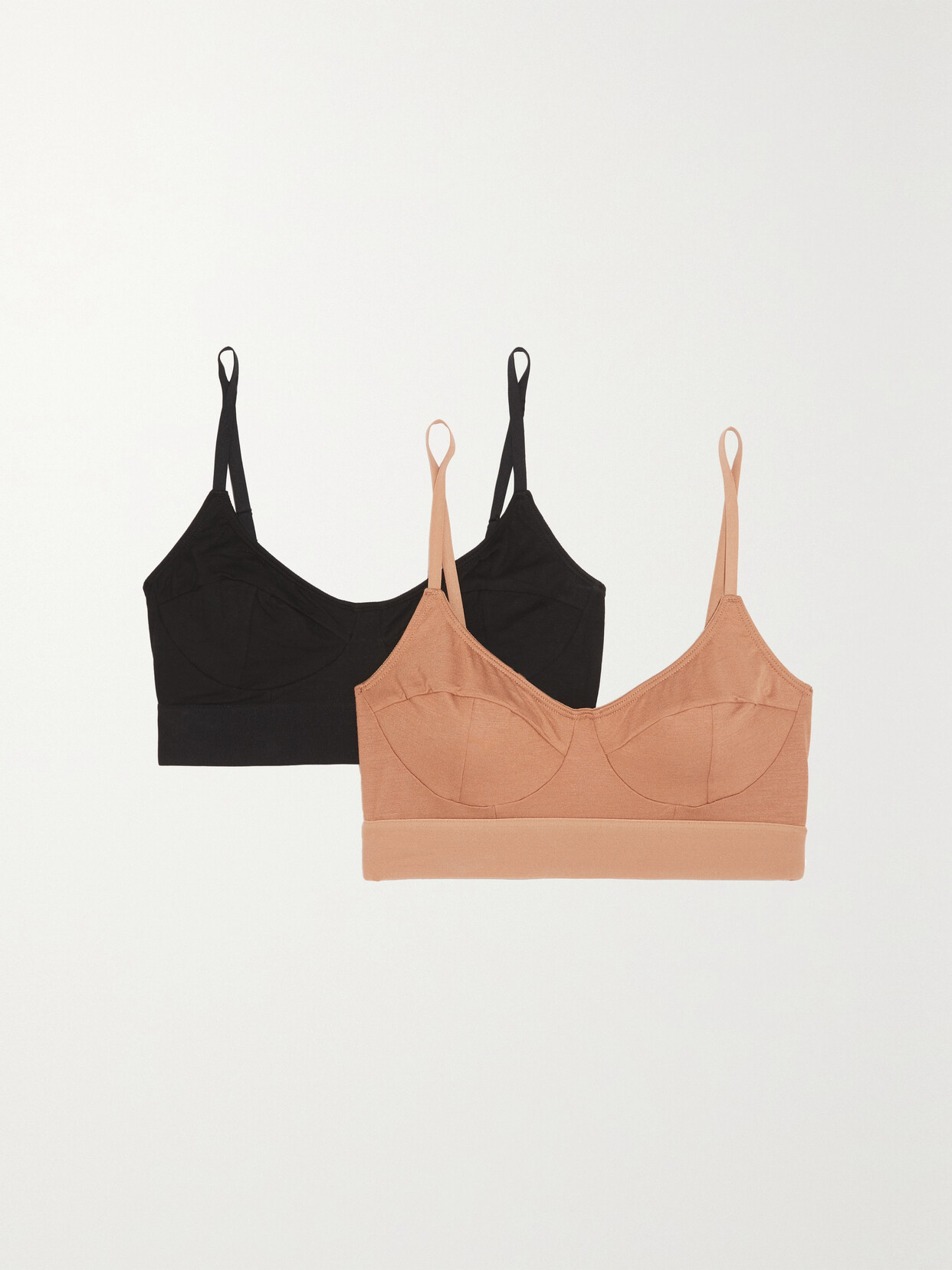 Baserange + Net Sustain Set Of Two Stretch-bamboo Soft-cup Bra In Black