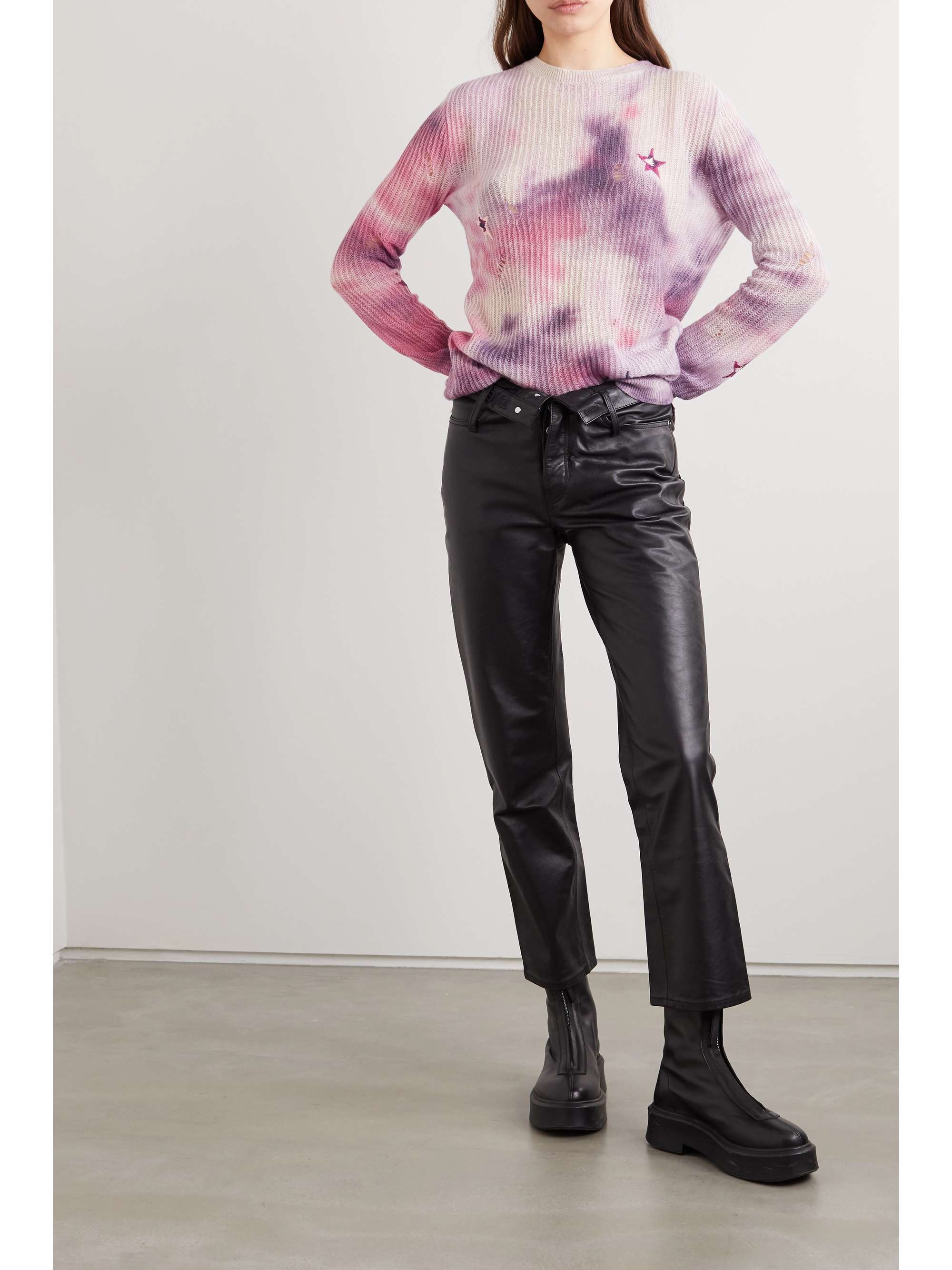 AMIRI Distressed embroidered tie-dyed cashmere sweater