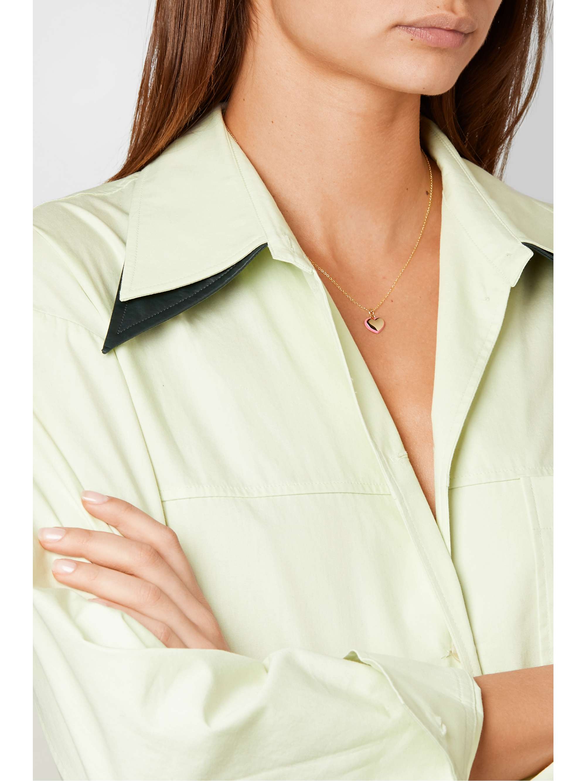 ALISON LOU Puffy Heart 14-karat gold and enamel necklace