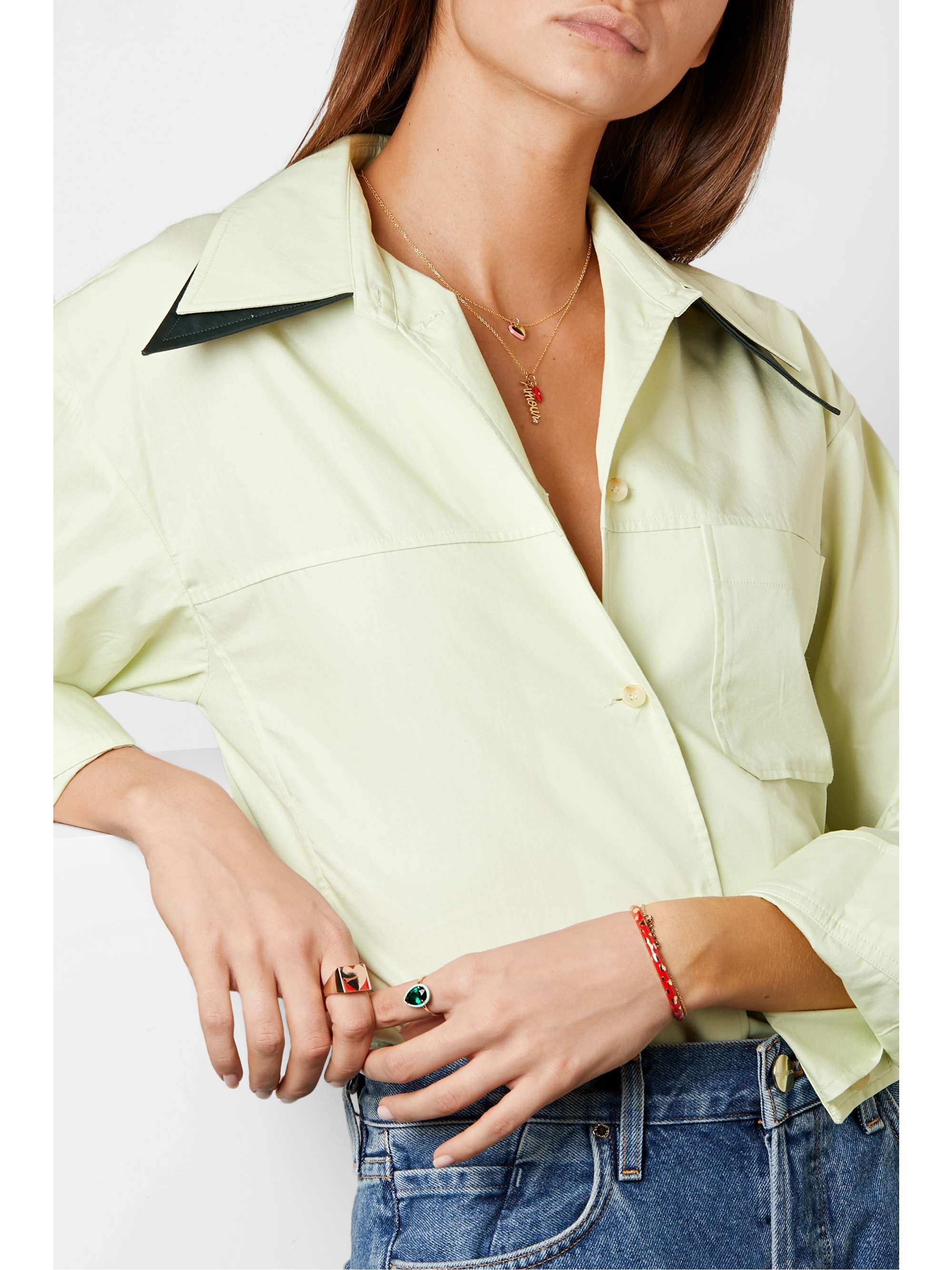 ALISON LOU Puffy Heart 14-karat gold and enamel necklace