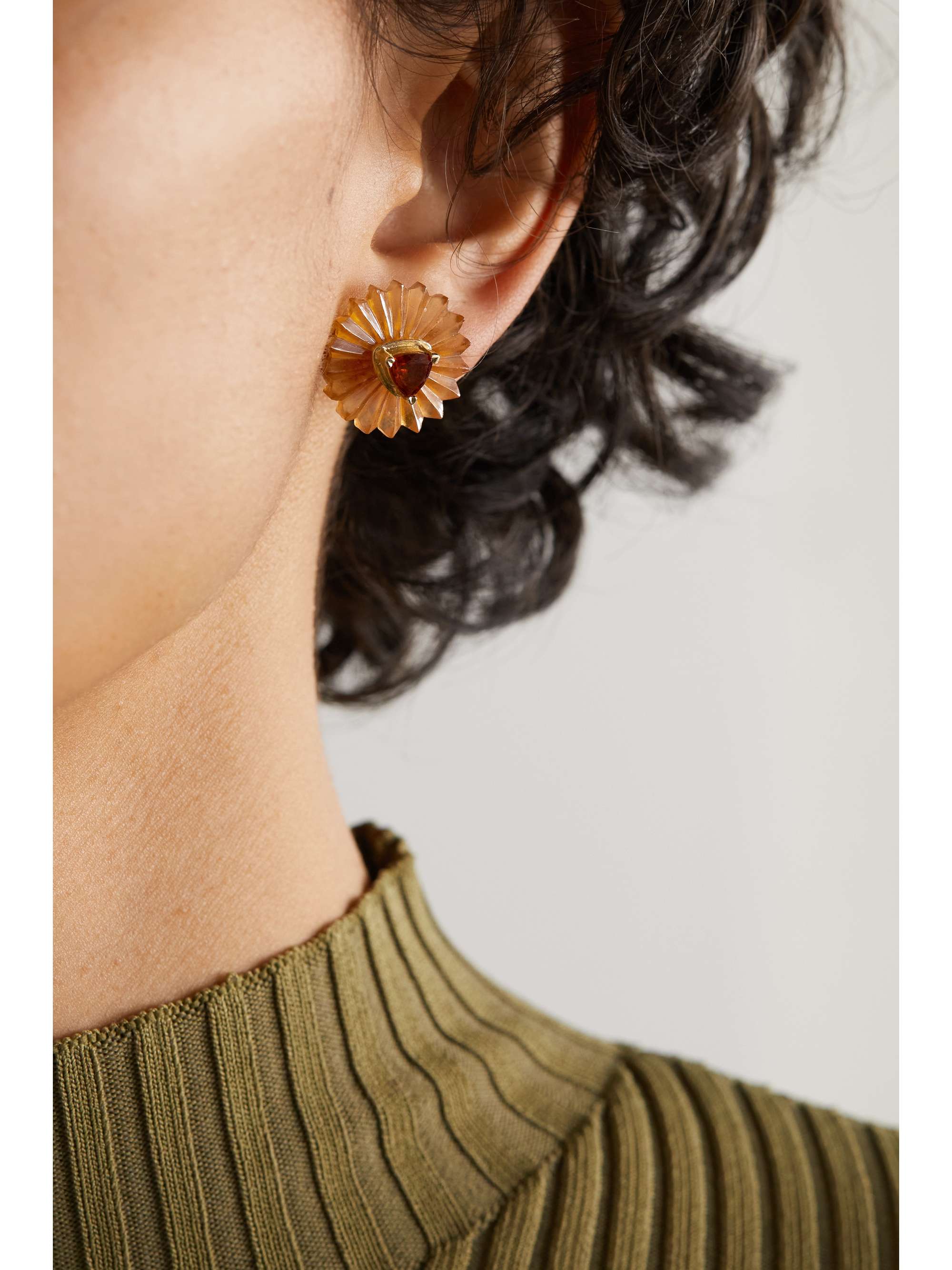 ALICE CICOLINI Summer Snow 9-karat gold, citrine and garnet earrings