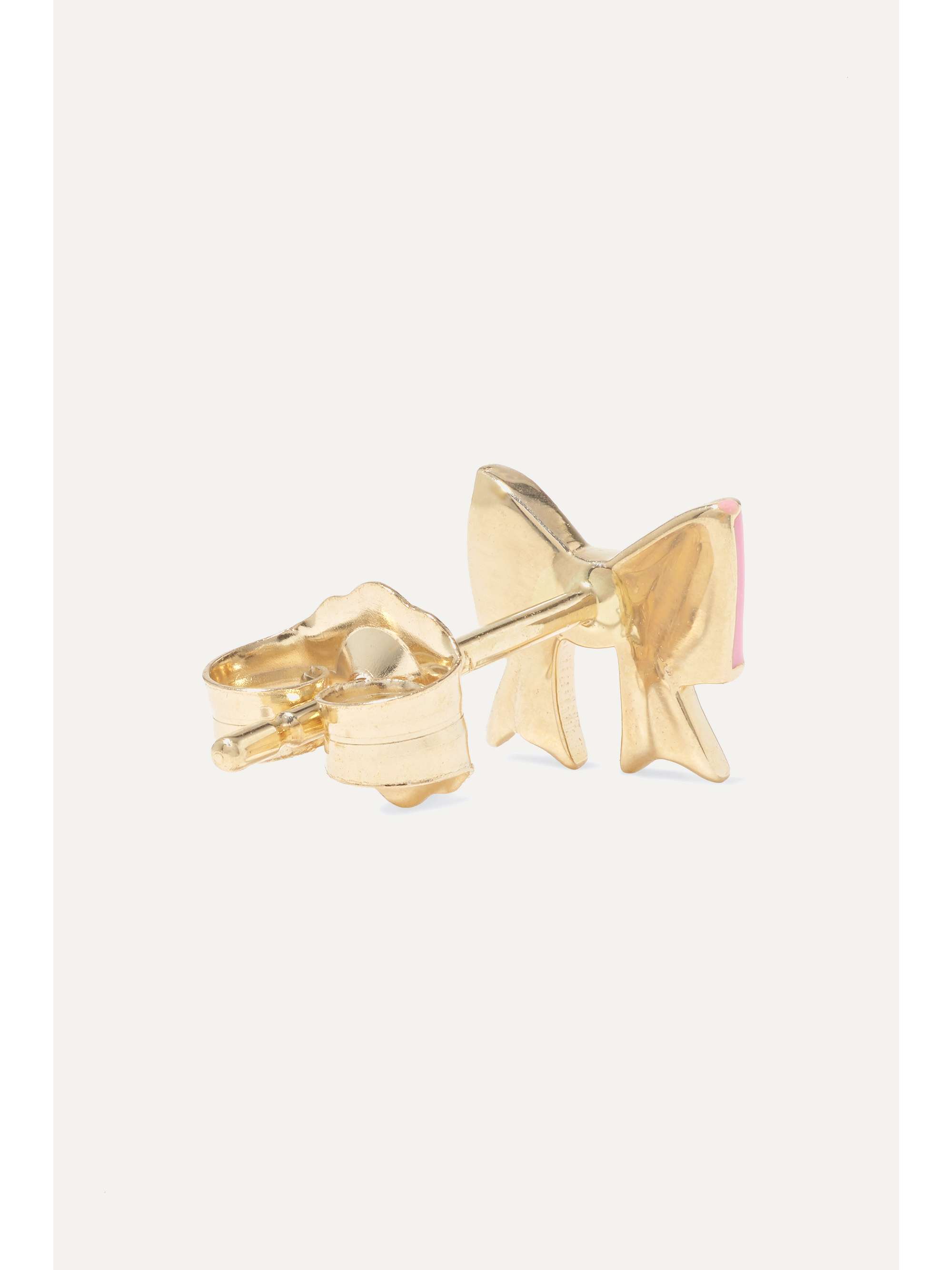 ALISON LOU Bow 14-karat gold and enamel earring