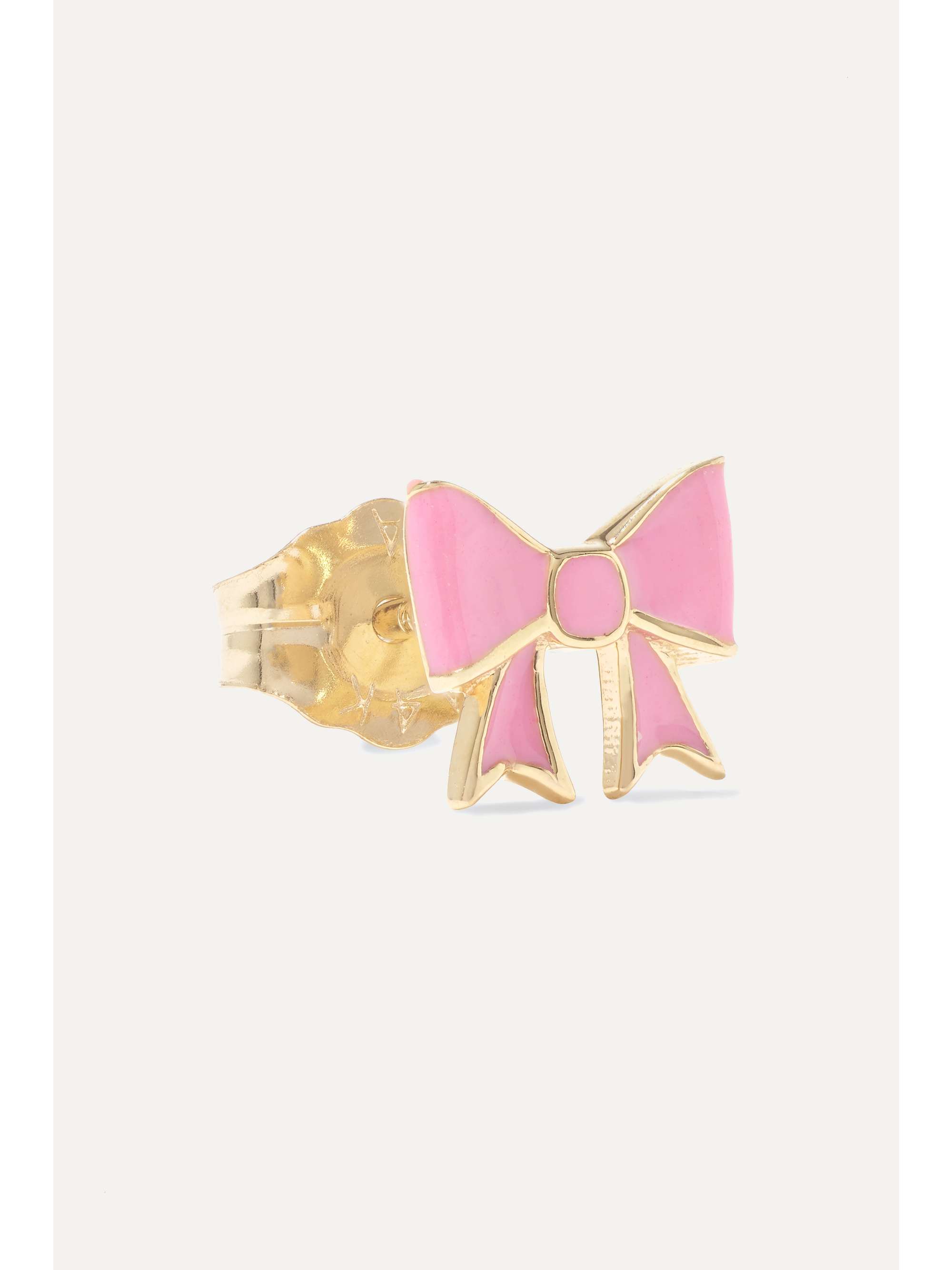ALISON LOU Bow 14-karat gold and enamel earring