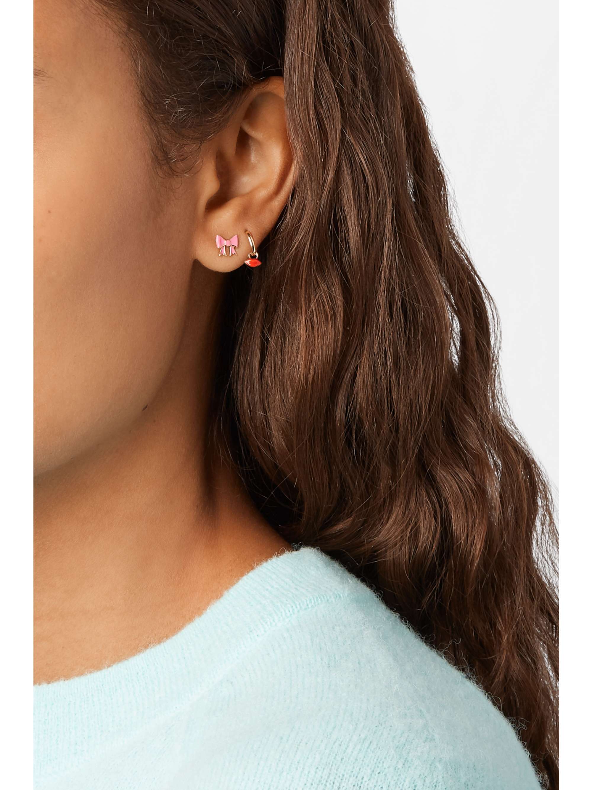 ALISON LOU Bow 14-karat gold and enamel earring