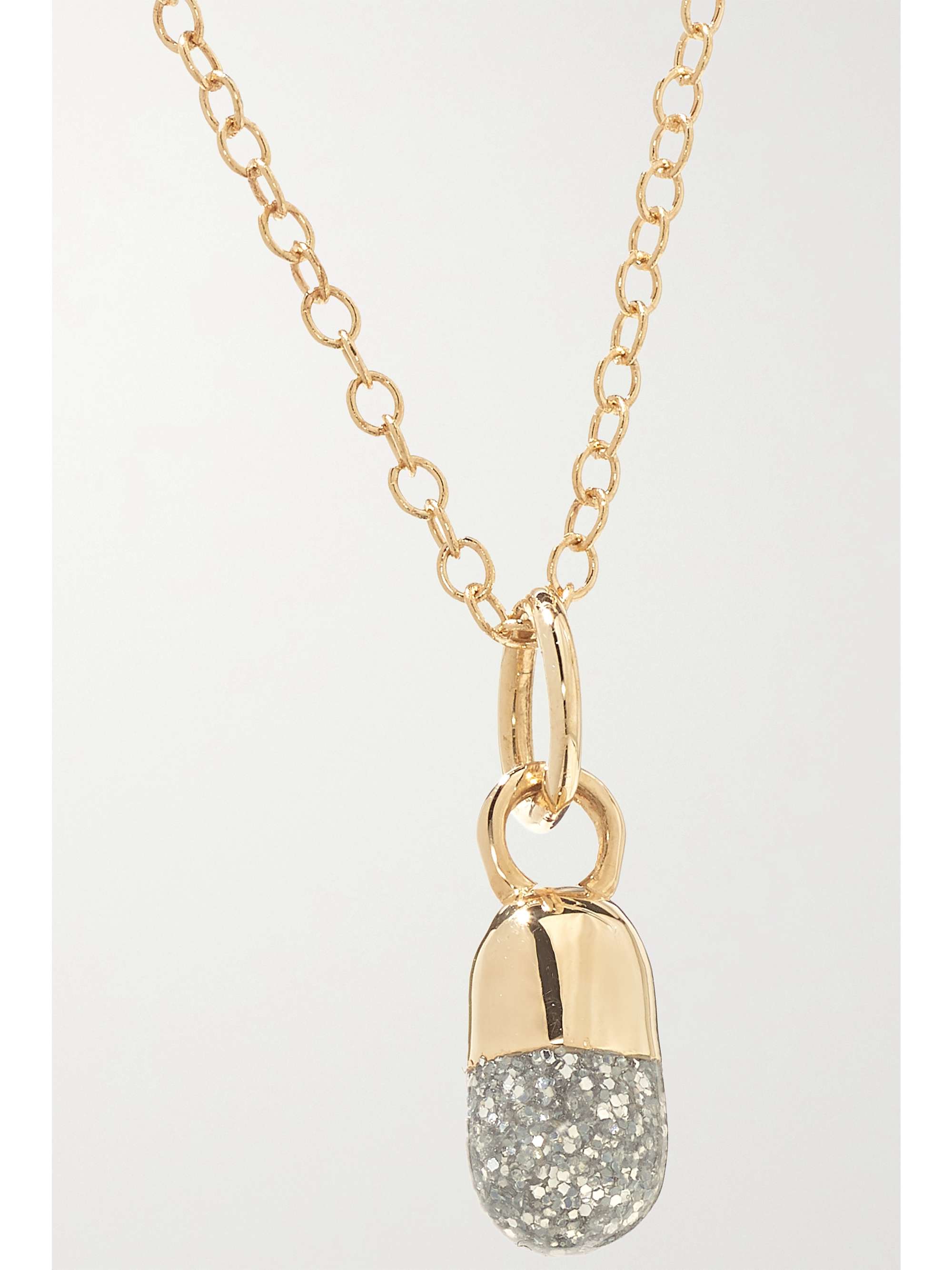 ALISON LOU Pill 14-karat gold and glittered enamel necklace