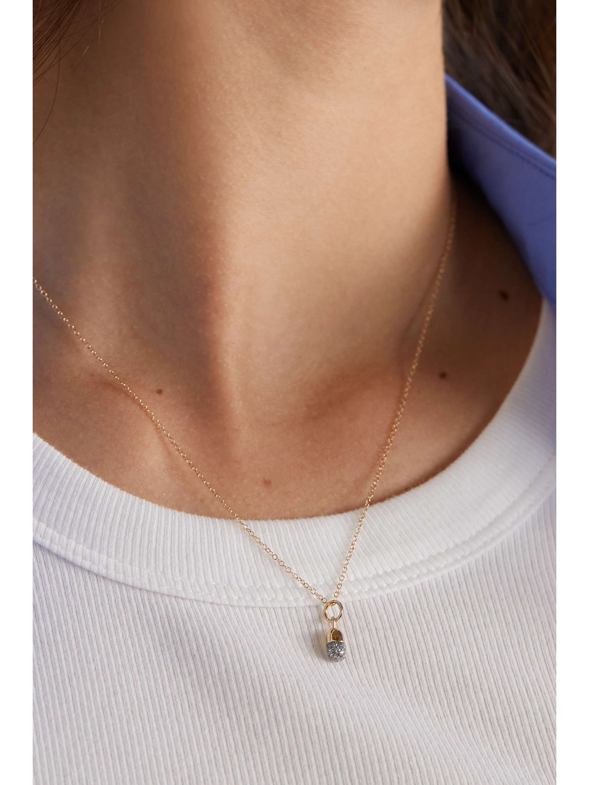 ALISON LOU Pill 14-karat gold and glittered enamel necklace