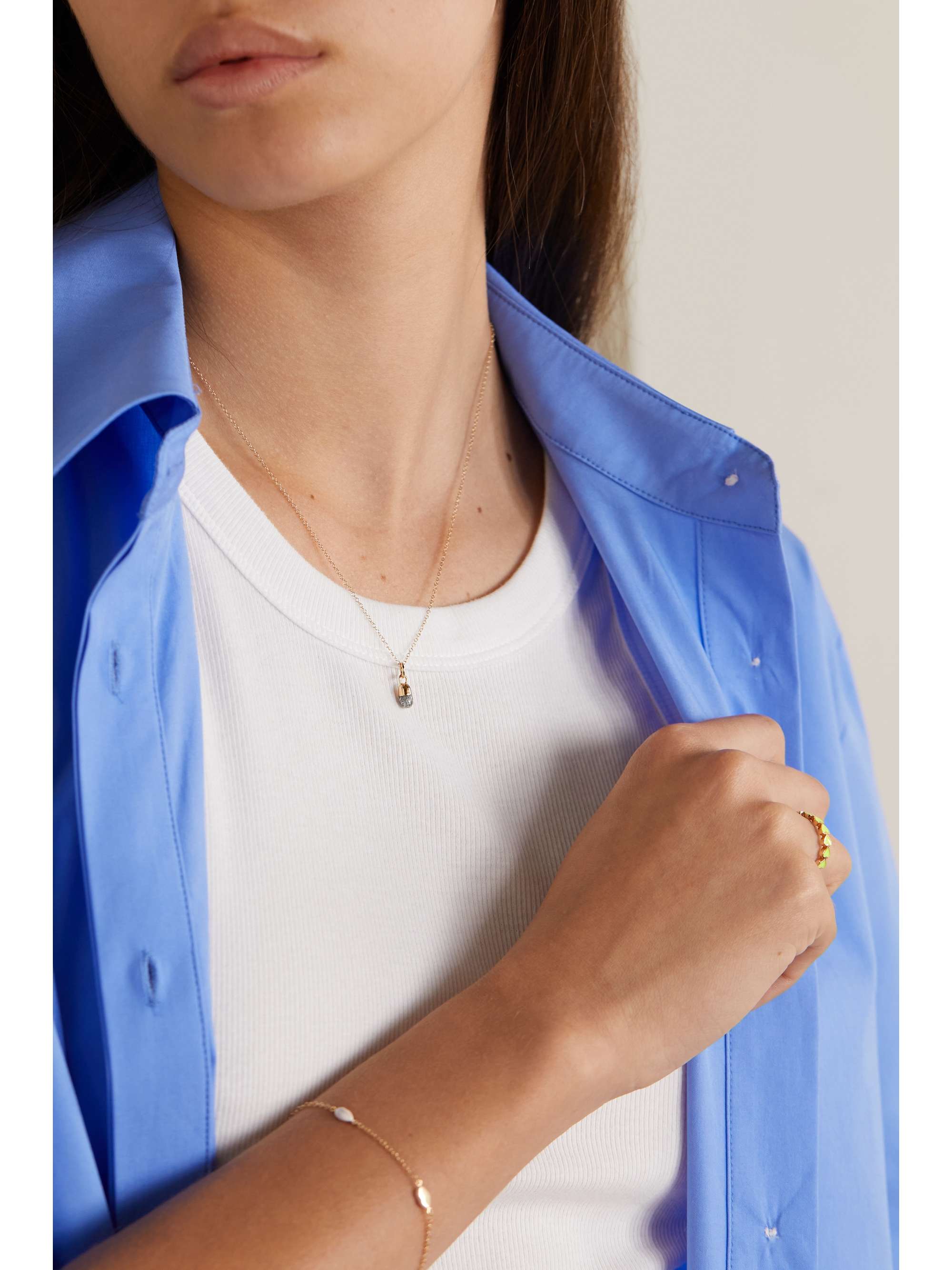 ALISON LOU Pill 14-karat gold and glittered enamel necklace