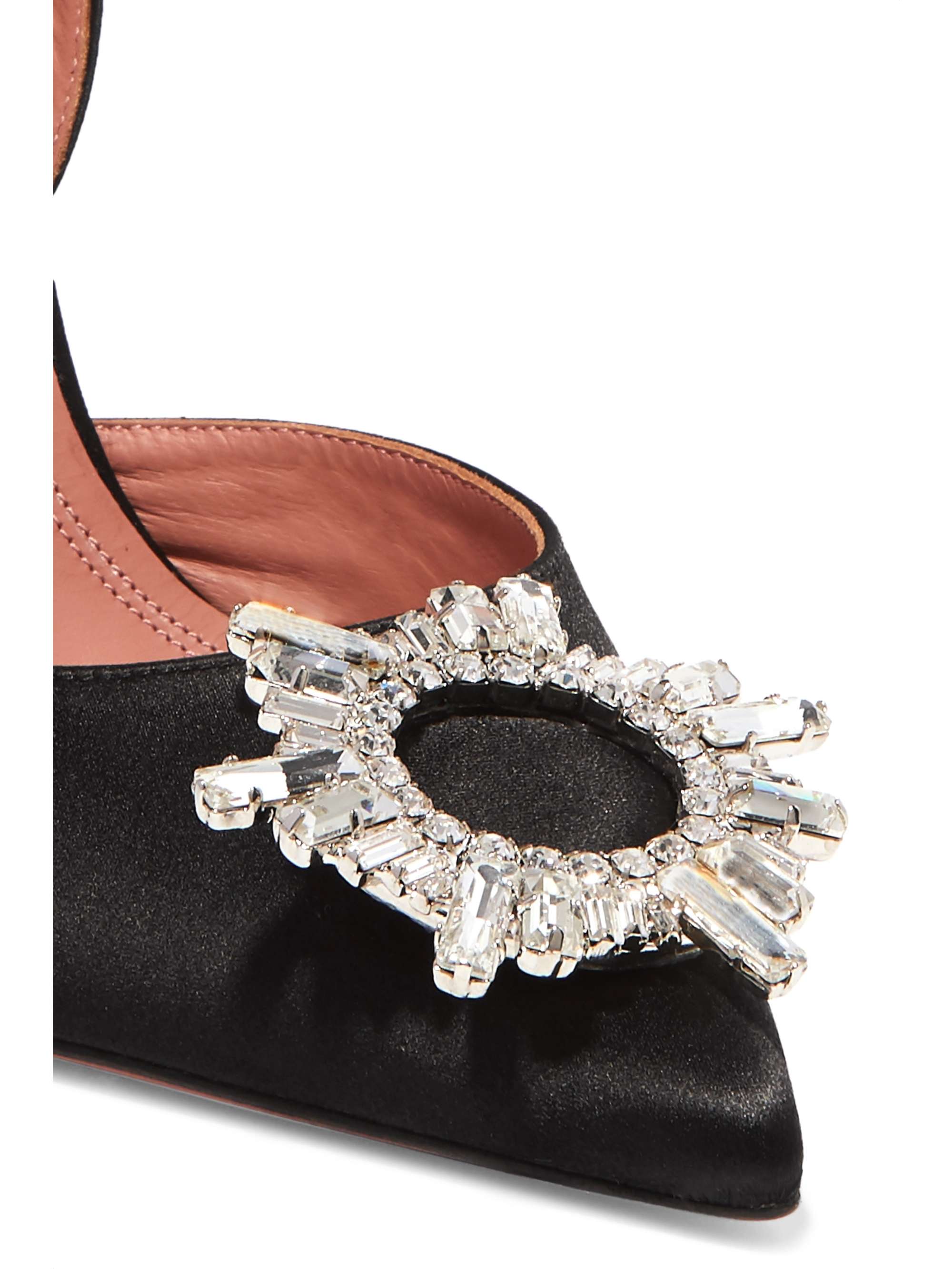 AMINA MUADDI Begum crystal-embellished satin slingback pumps
