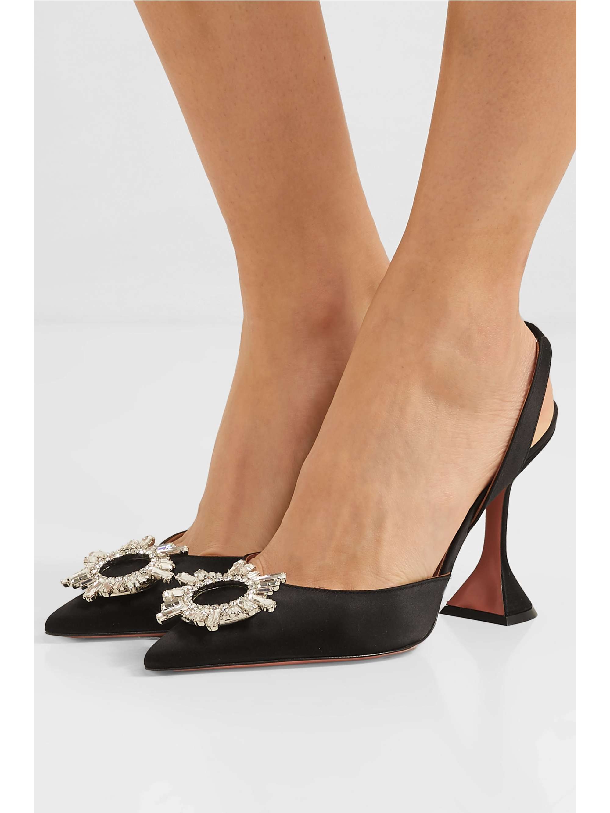AMINA MUADDI Begum crystal-embellished satin slingback pumps