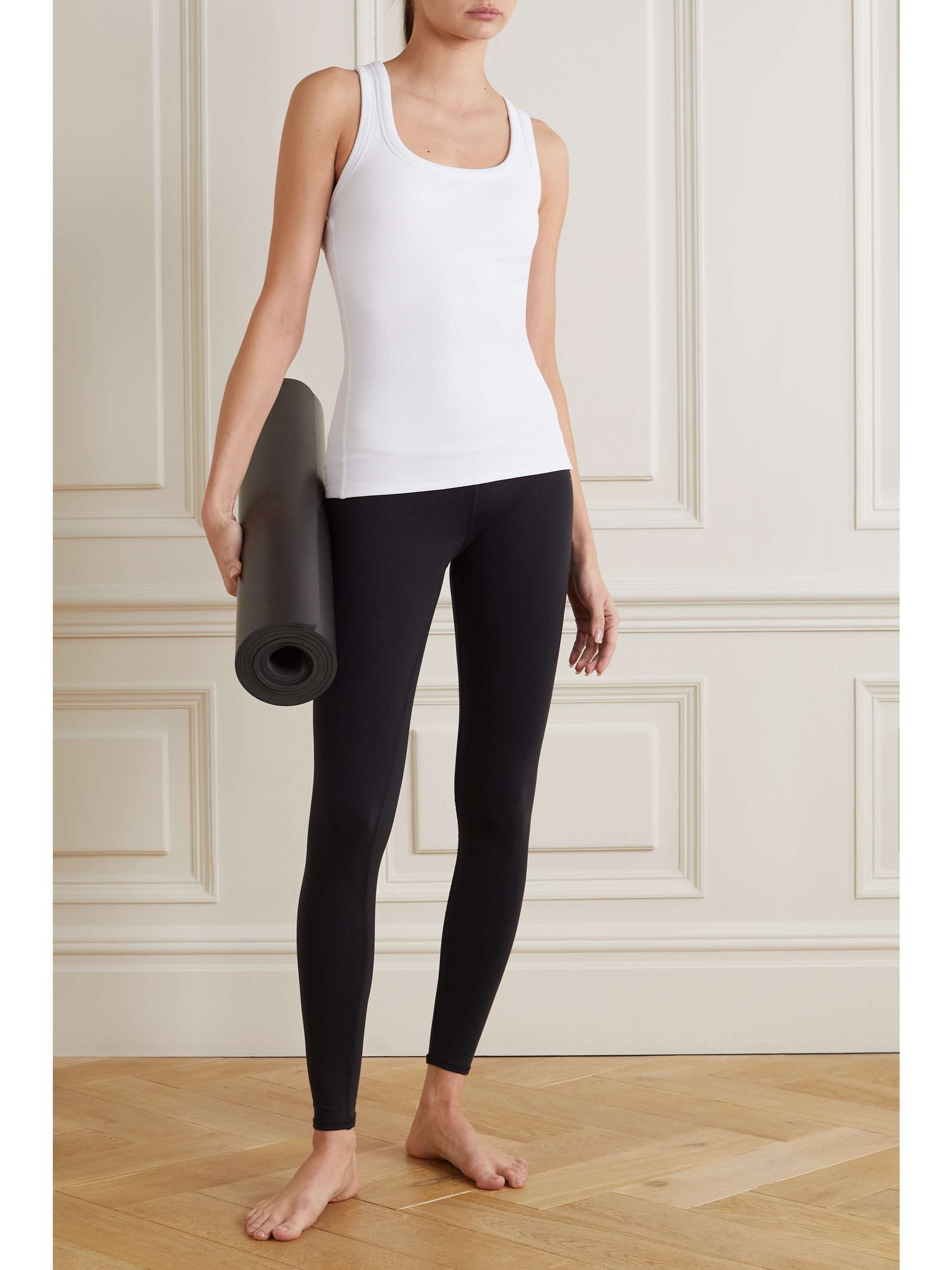 White Ribbed stretch tank | ALO YOGA 
