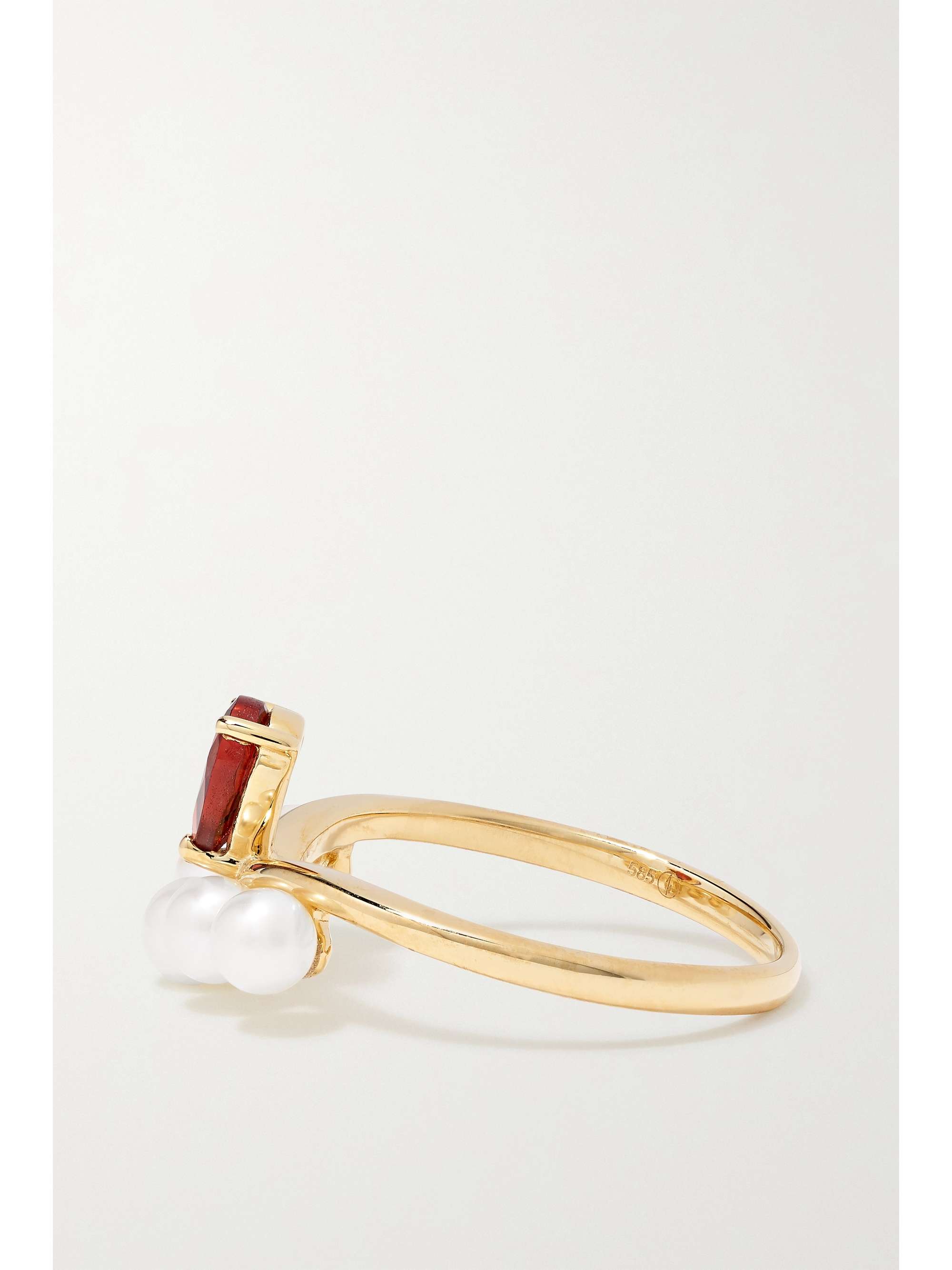 ANISSA KERMICHE Age of Innocence 14-karat gold, pearl and garnet ring