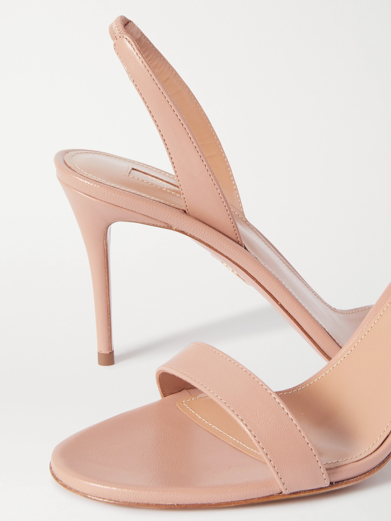 Shop Aquazzura So Nude 85 Leather Slingback Sandals In Neutrals