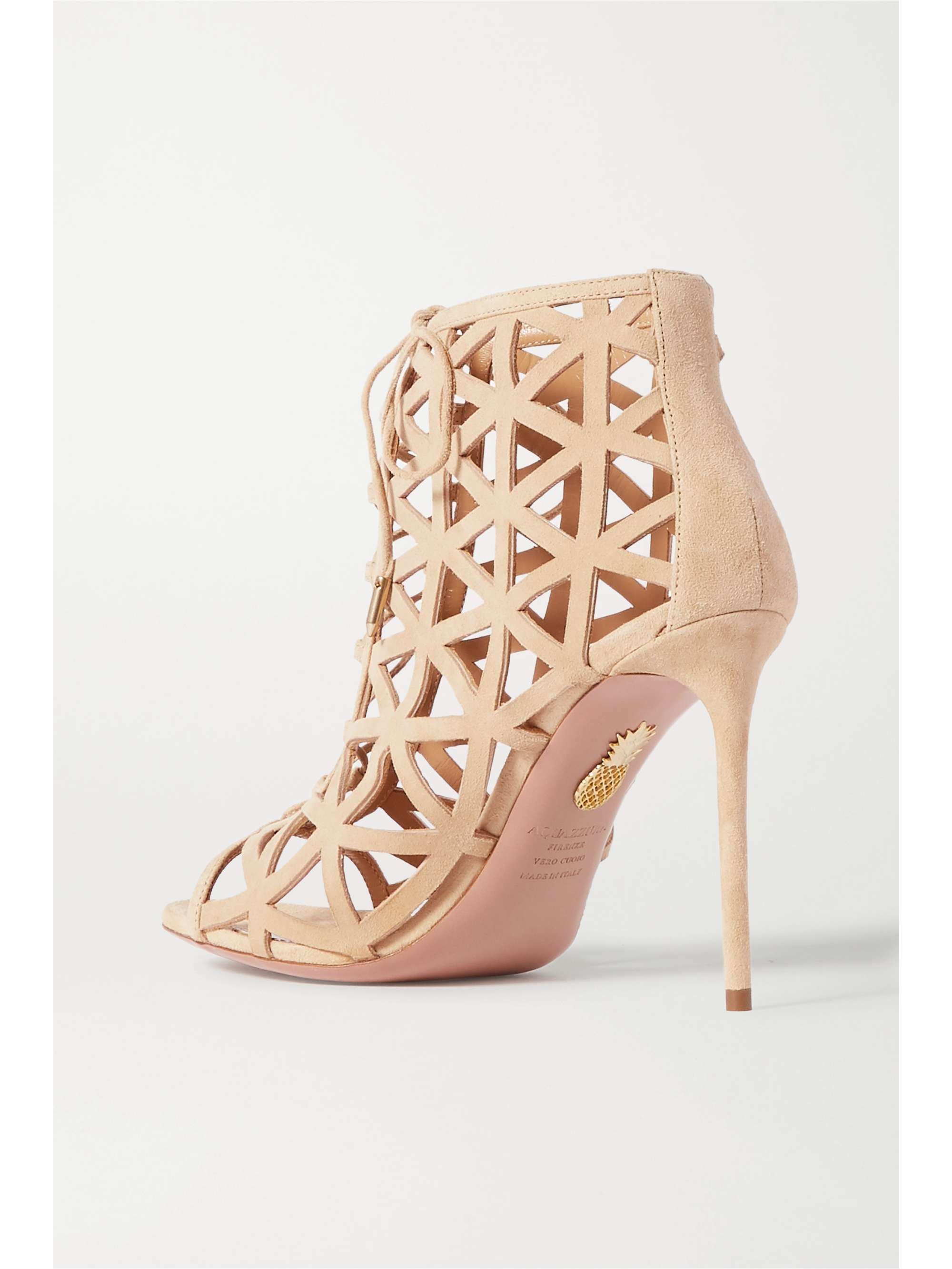 AQUAZZURA Graphiste 105 laser-cut suede sandals