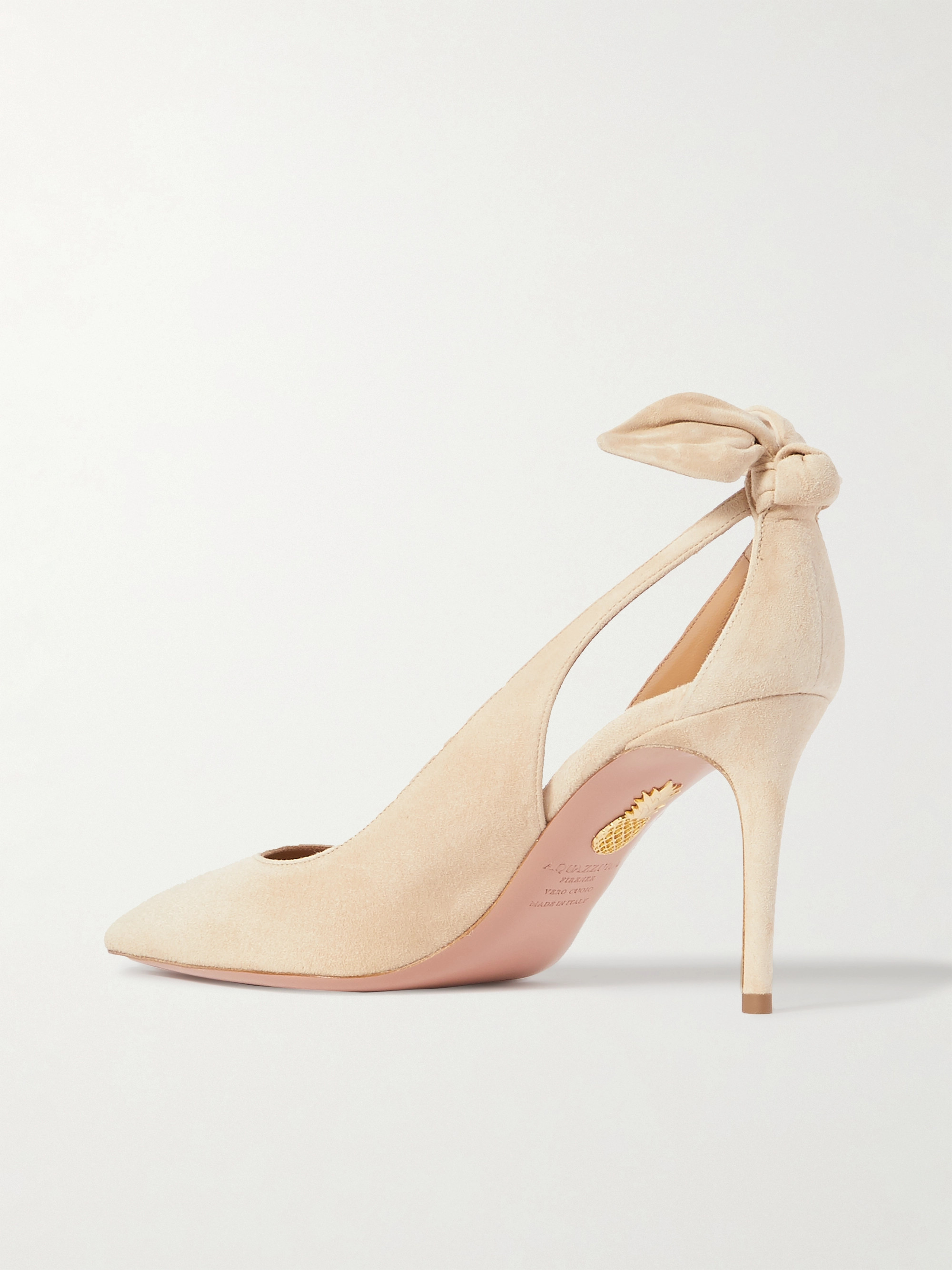 AQUAZZURA Bow Tie 85 suede pumps thumbnail