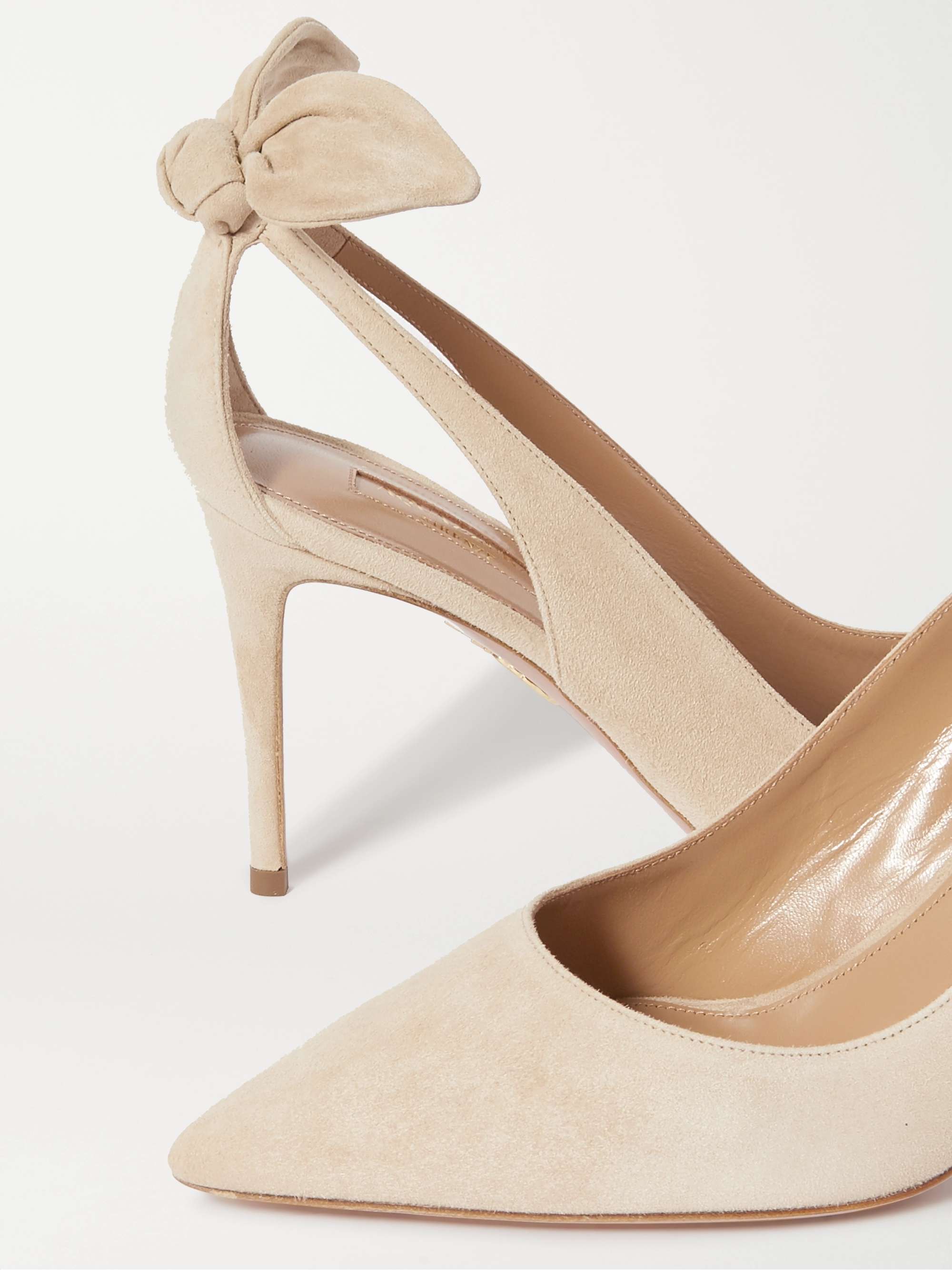 AQUAZZURA Bow Tie 85 suede pumps