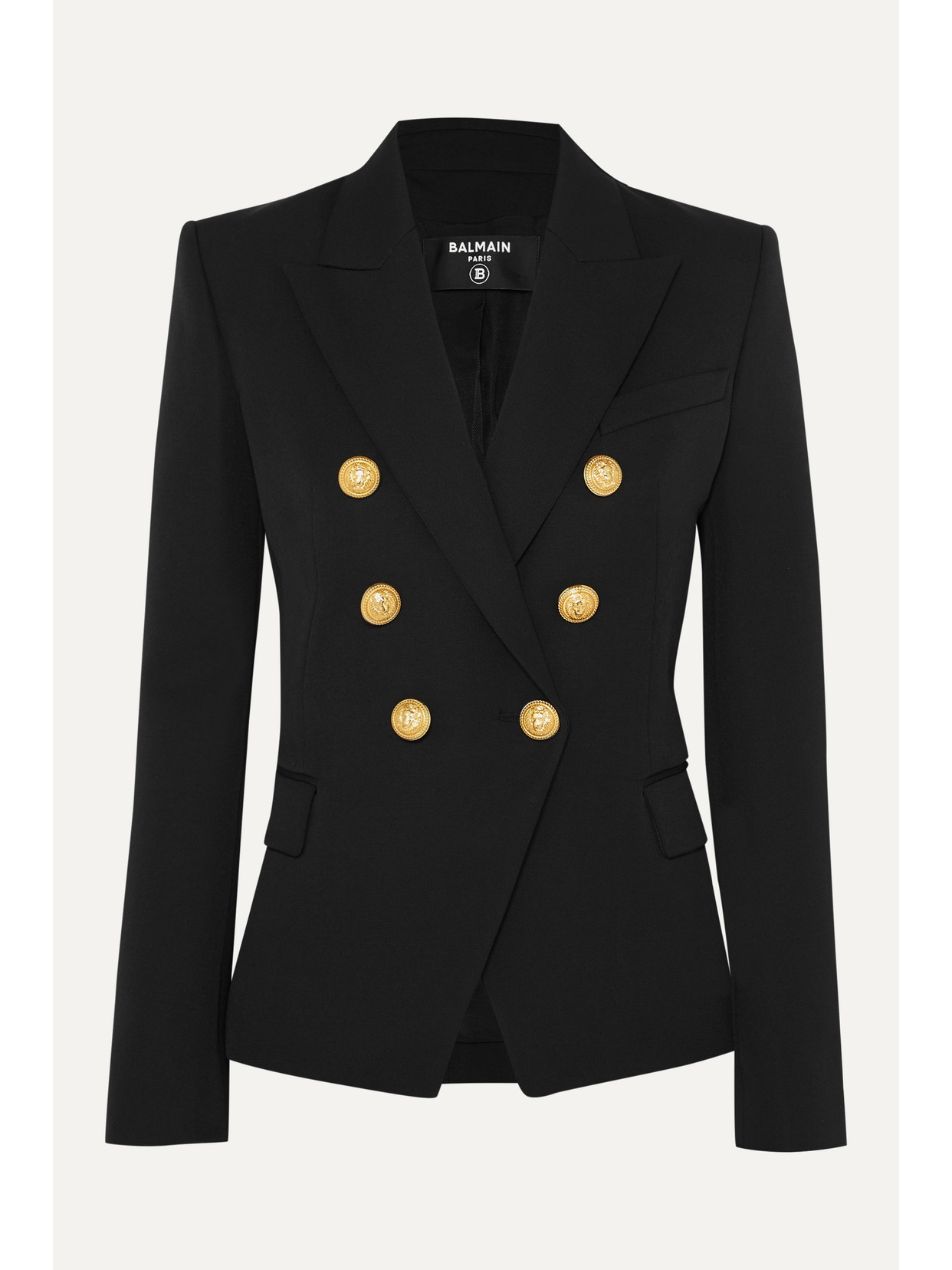 Balmain Wool Blazer With Iconic Metal Buttons In Black
