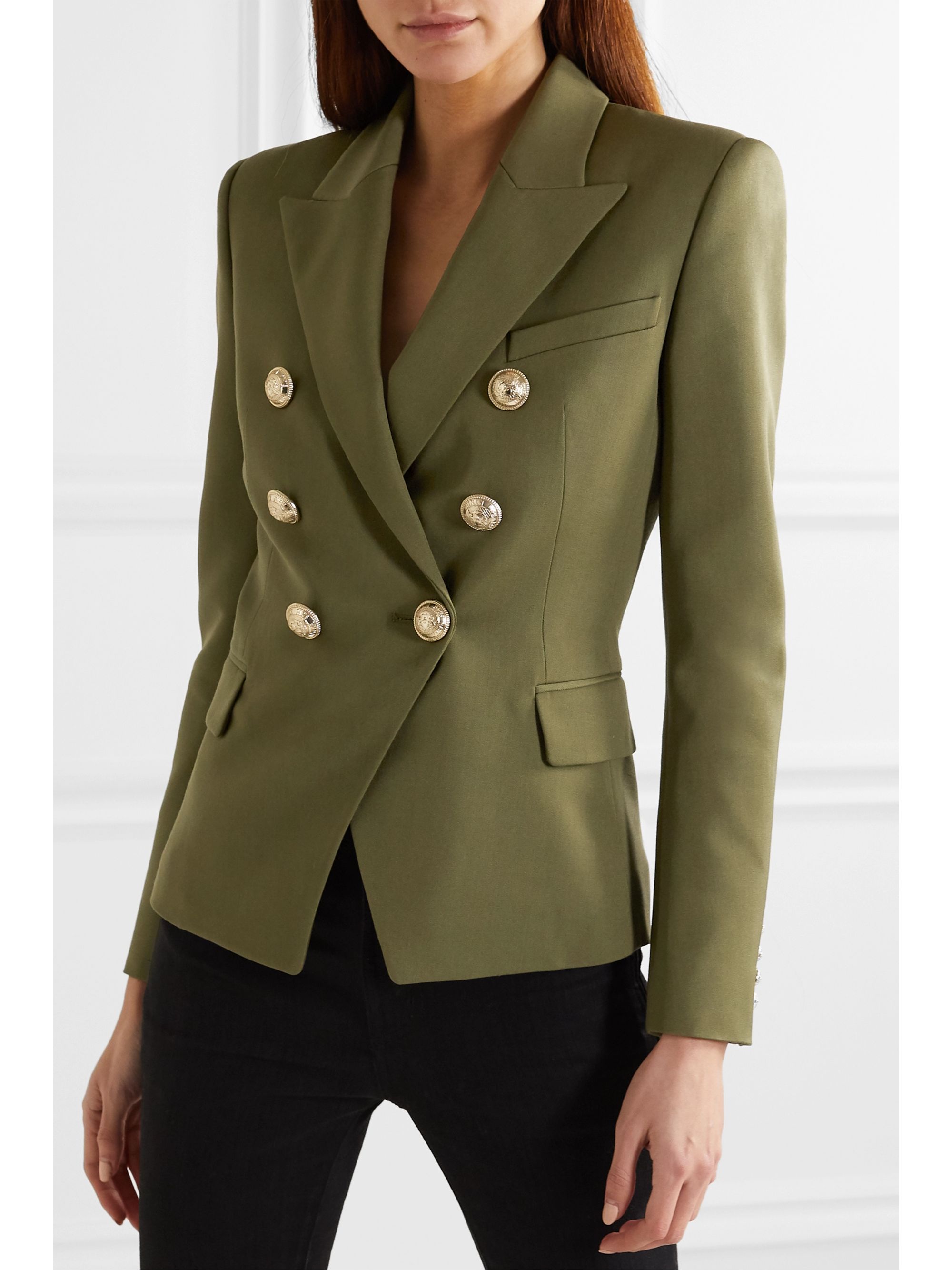 green balmain blazer