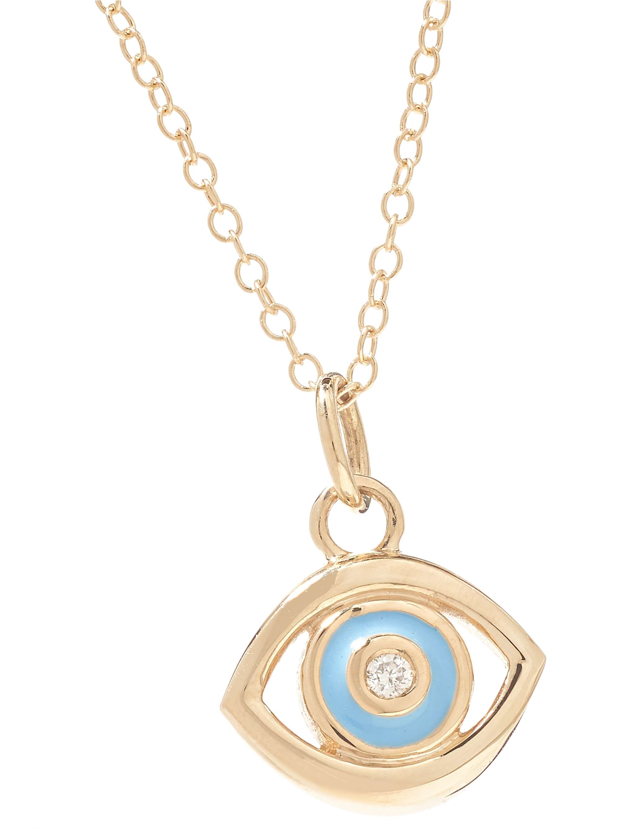 ALISON LOU Evil Eye 14-karat gold, diamond and enamel necklace