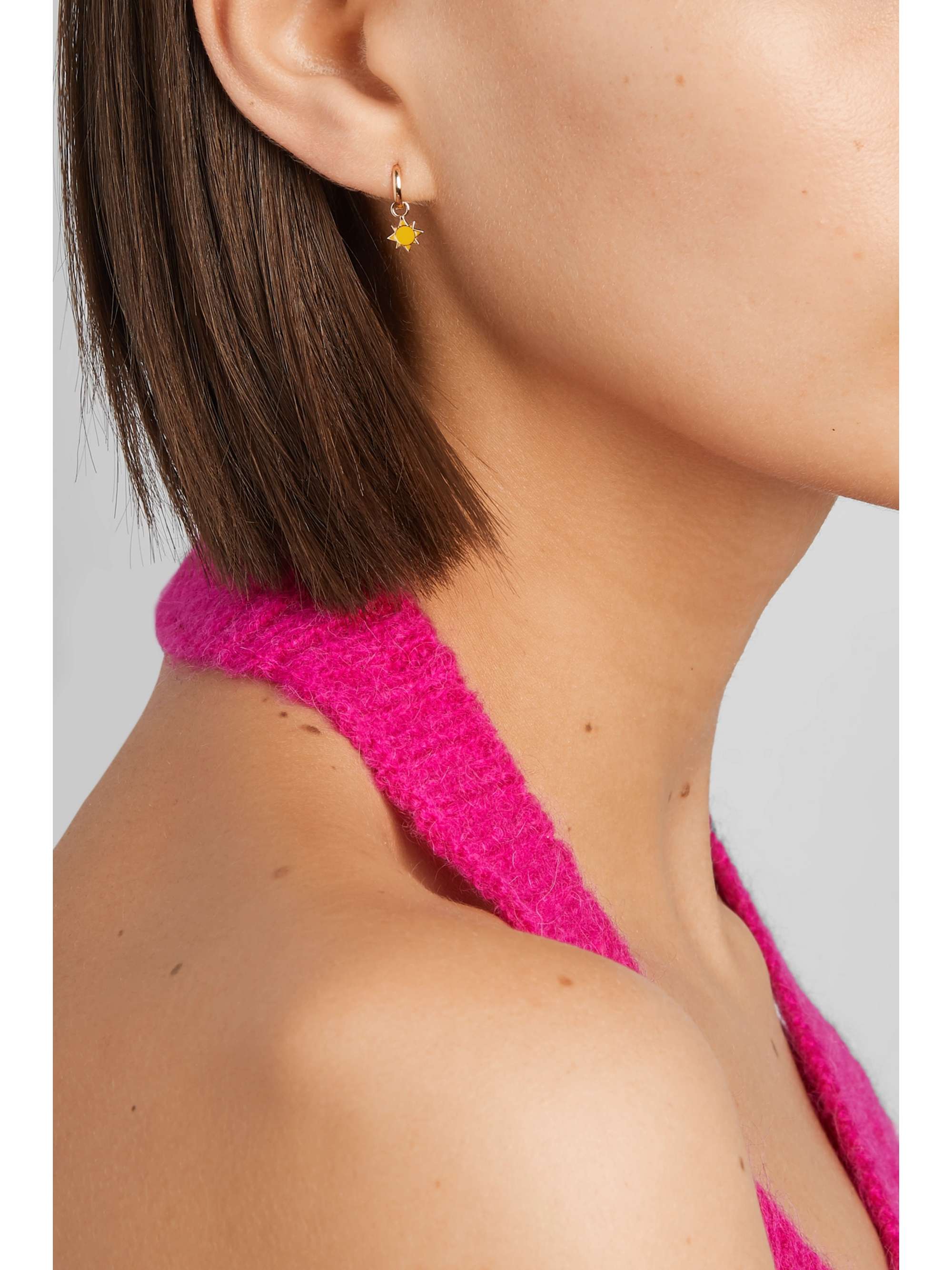 ALISON LOU Sun Huggy 14-karat gold and enamel earring