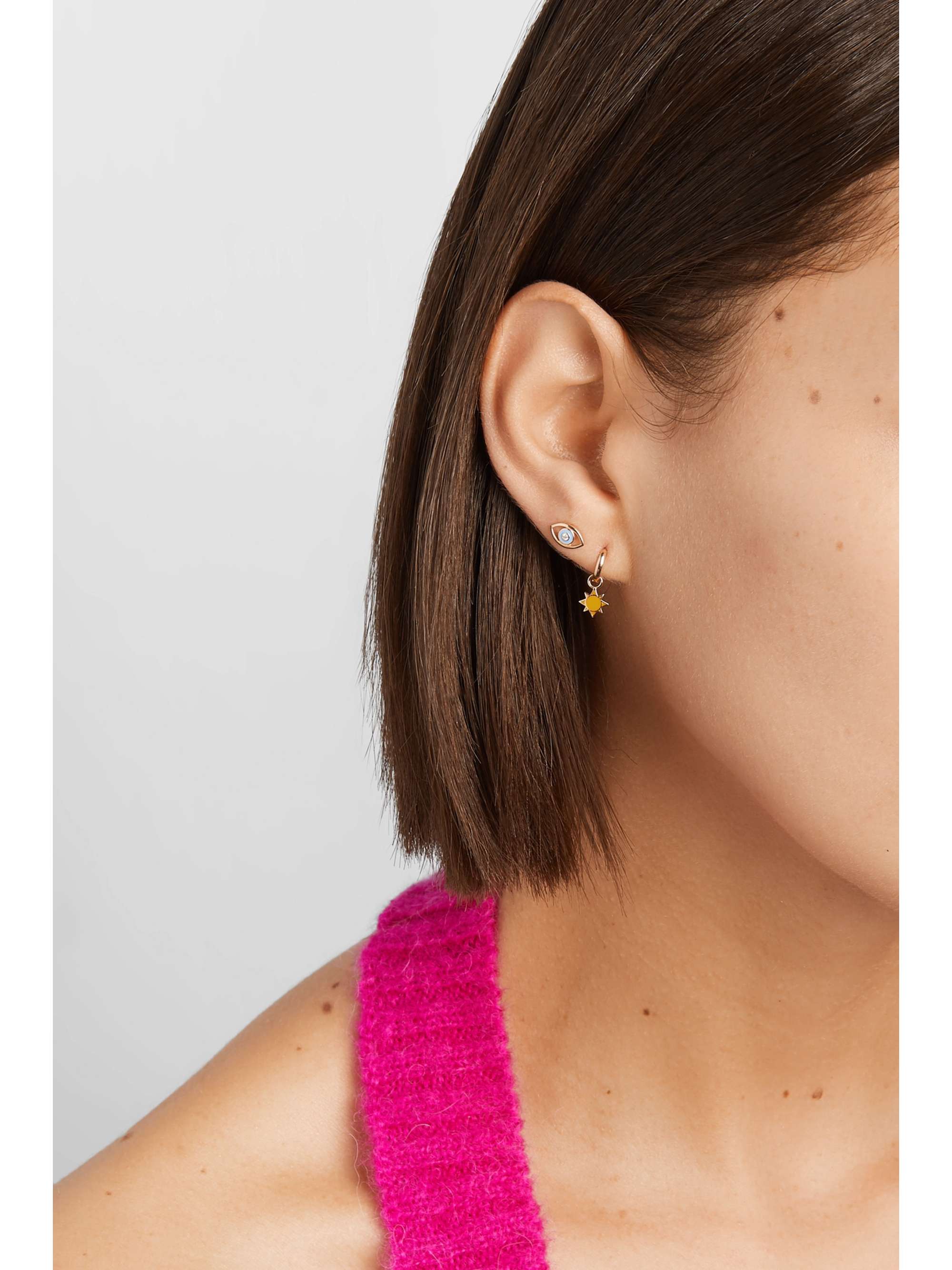 ALISON LOU Sun Huggy 14-karat gold and enamel earring