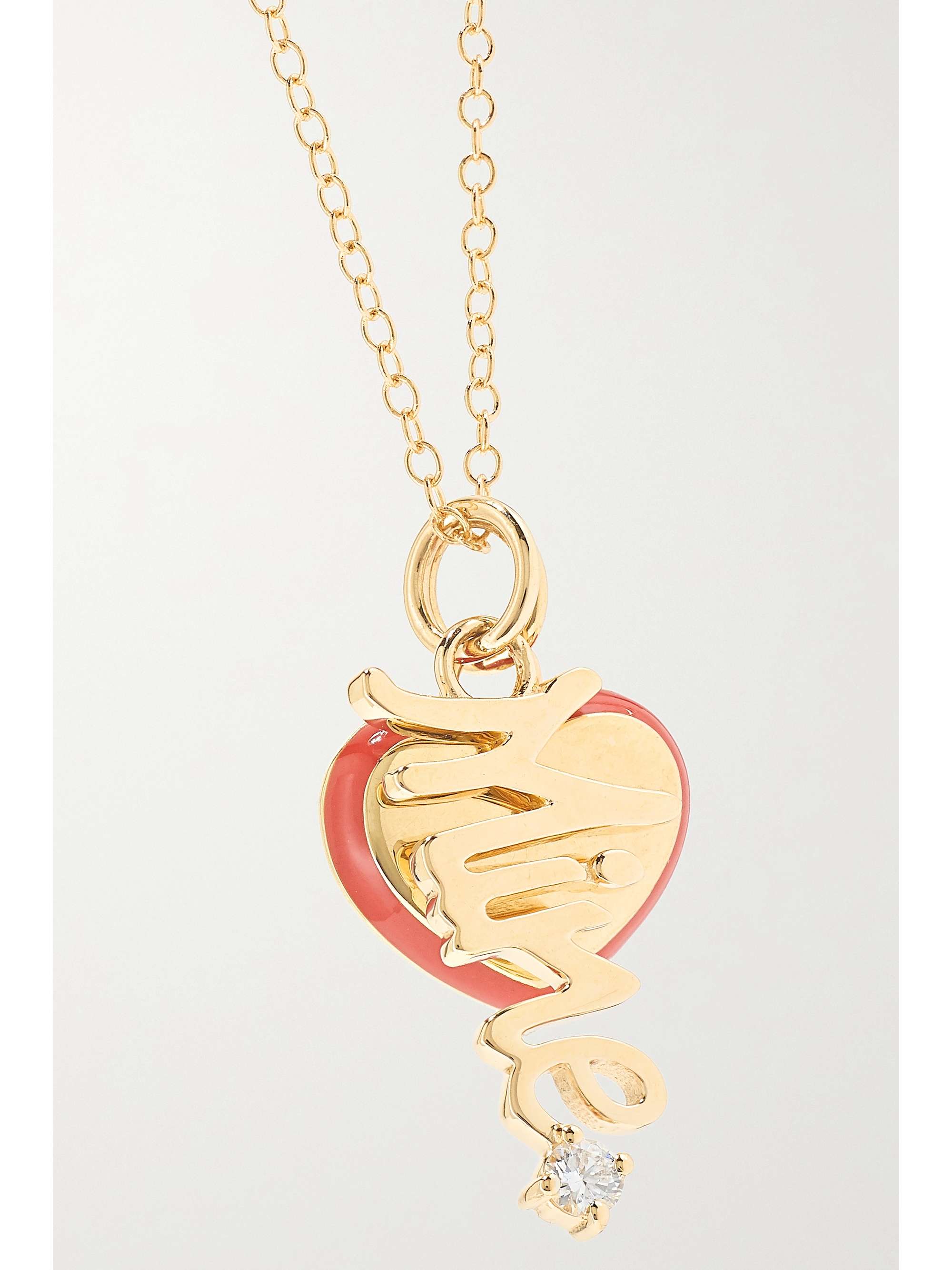ALISON LOU Mine 14-karat gold, enamel and diamond necklace