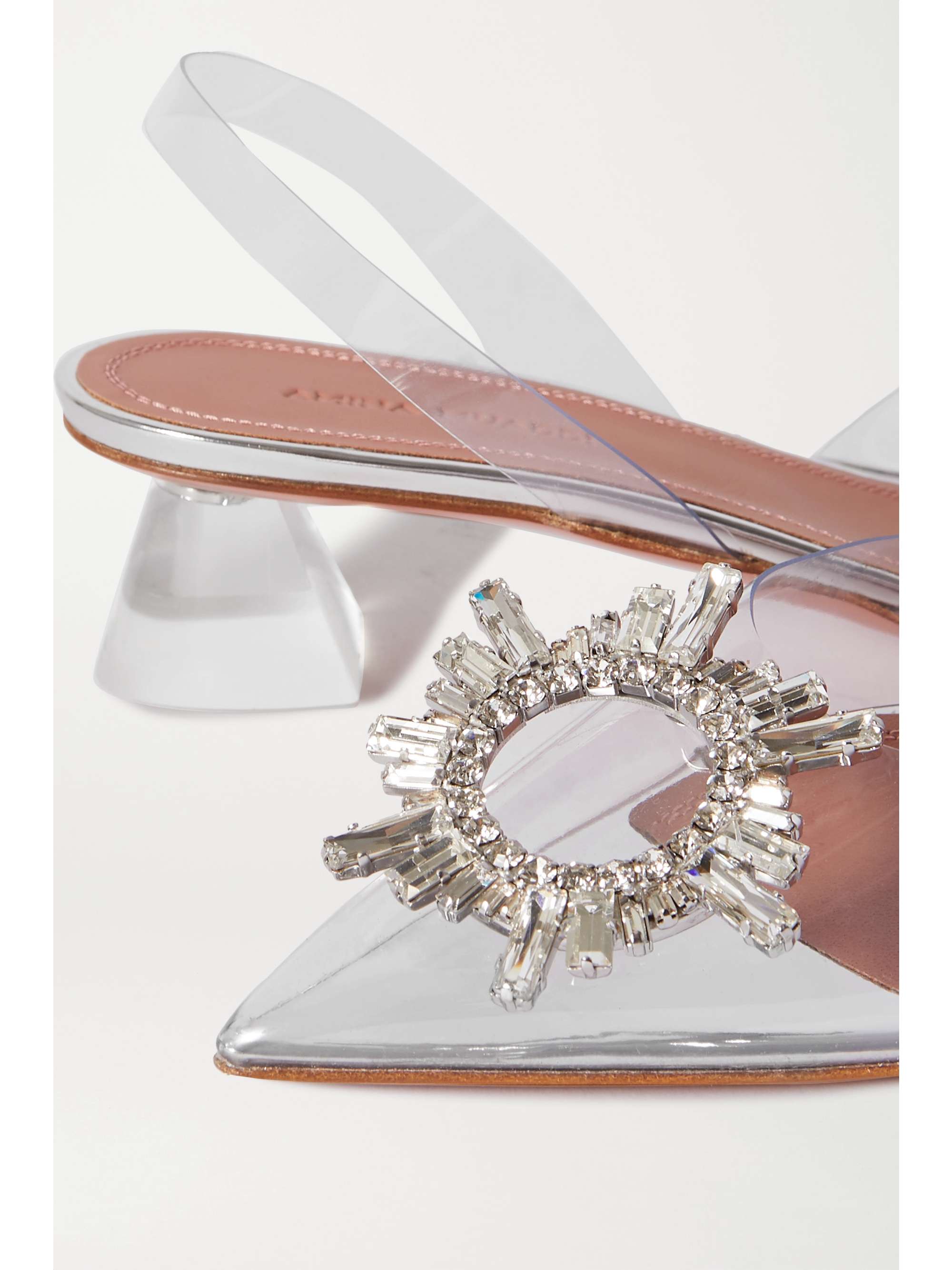 AMINA MUADDI Begum crystal-embellished PVC and leather slingback pumps