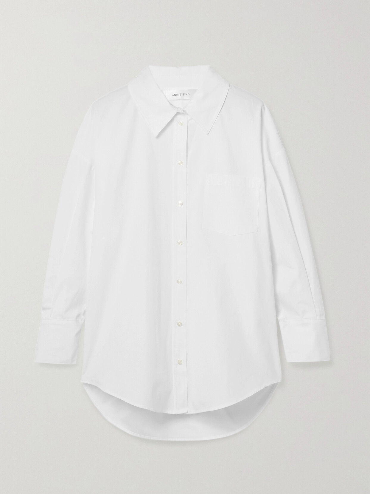 Shop Anine Bing Mika Cotton-poplin Shirt In White