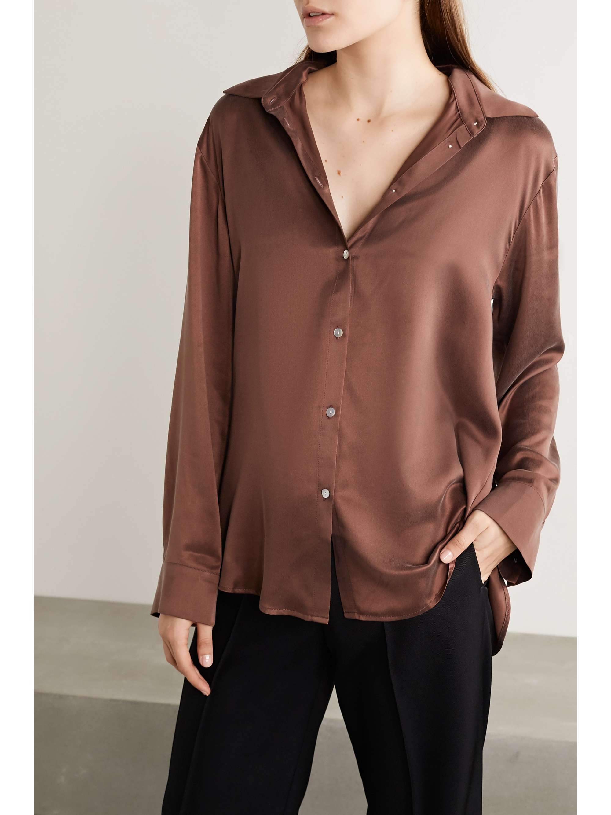 ASCENO + NET SUSTAIN London washed-silk pajama shirt