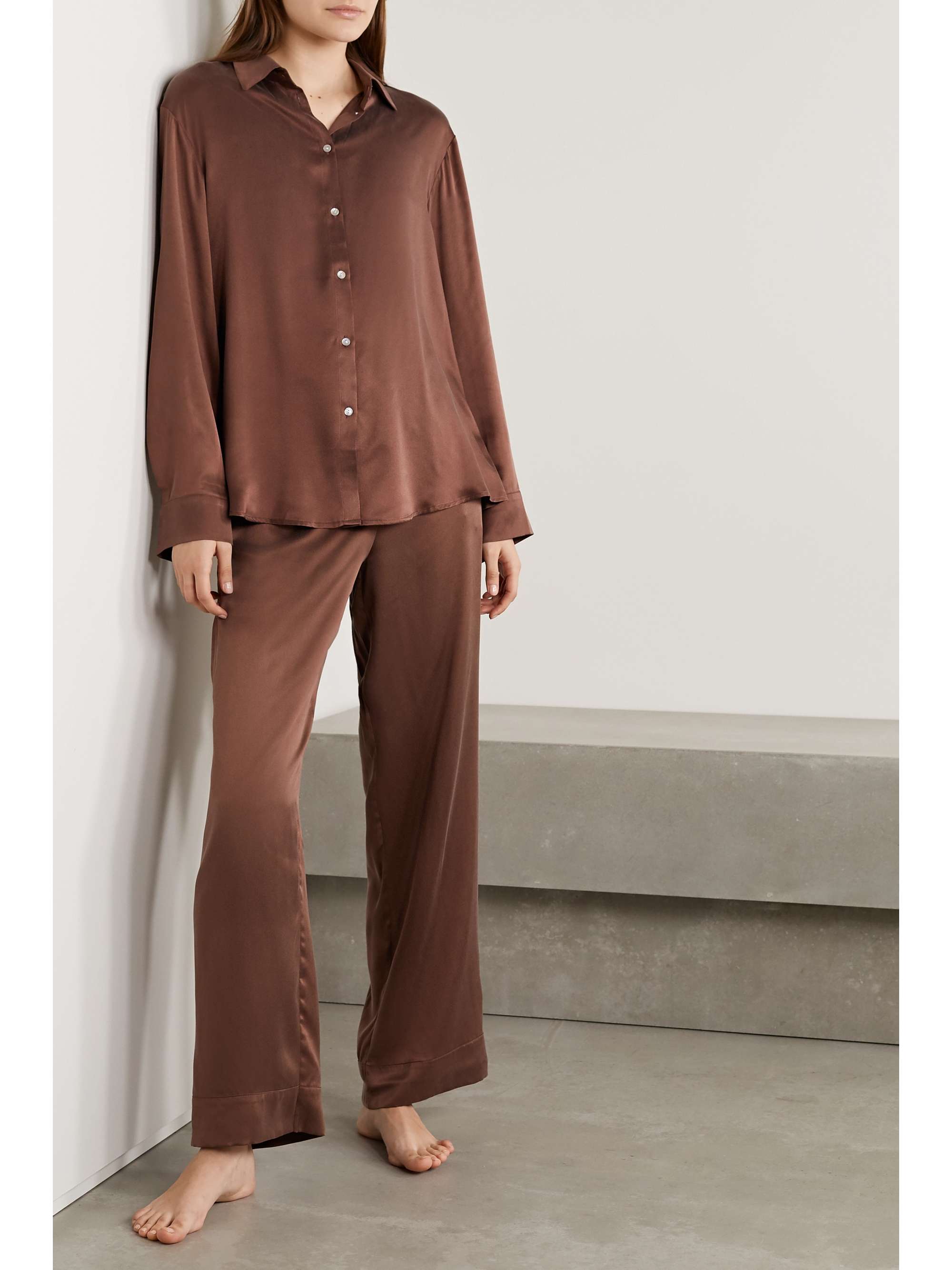 ASCENO + NET SUSTAIN London washed-silk pajama shirt