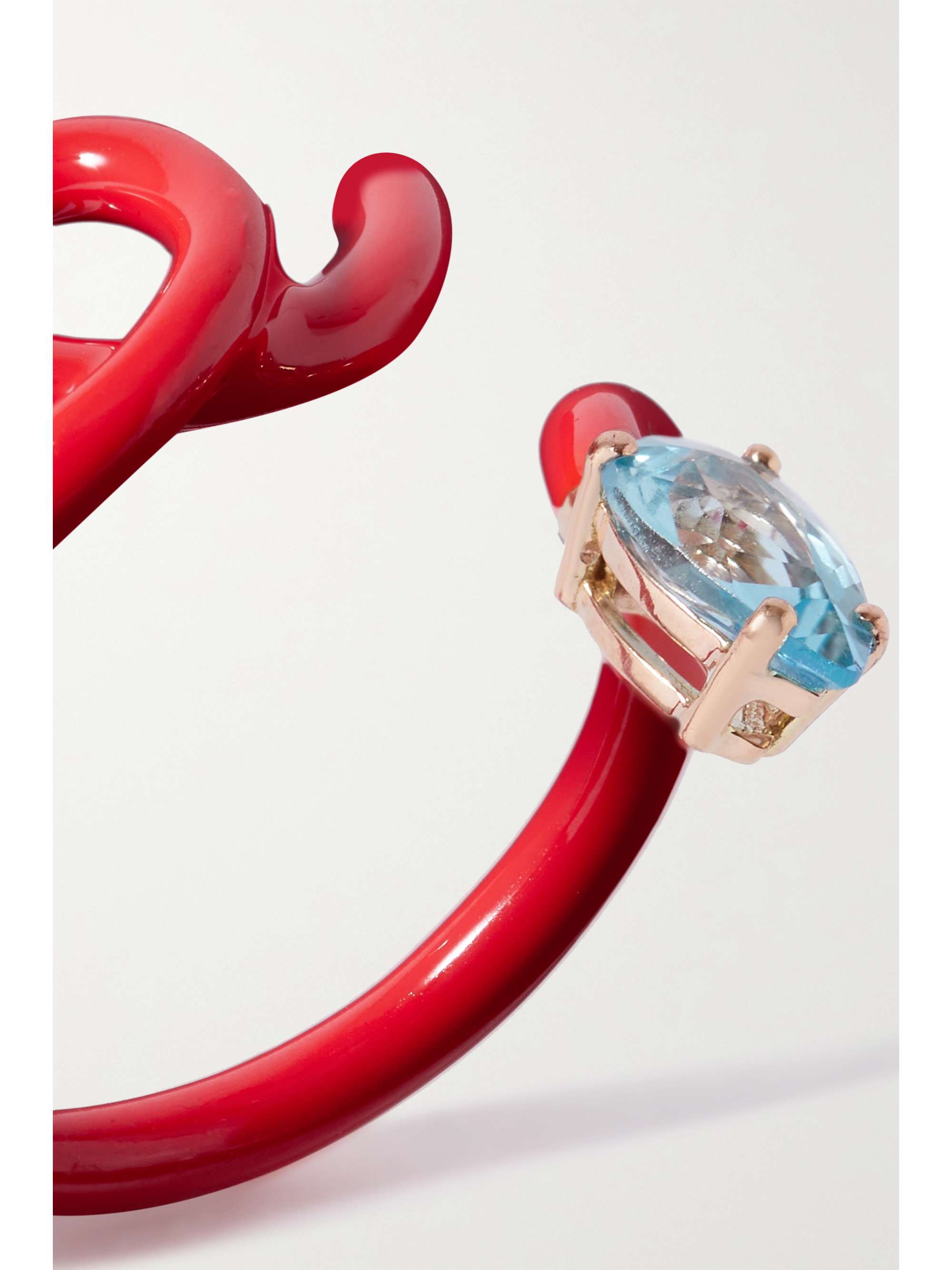 BEA BONGIASCA Baby Vine Tendril enamel, rose gold and topaz ring