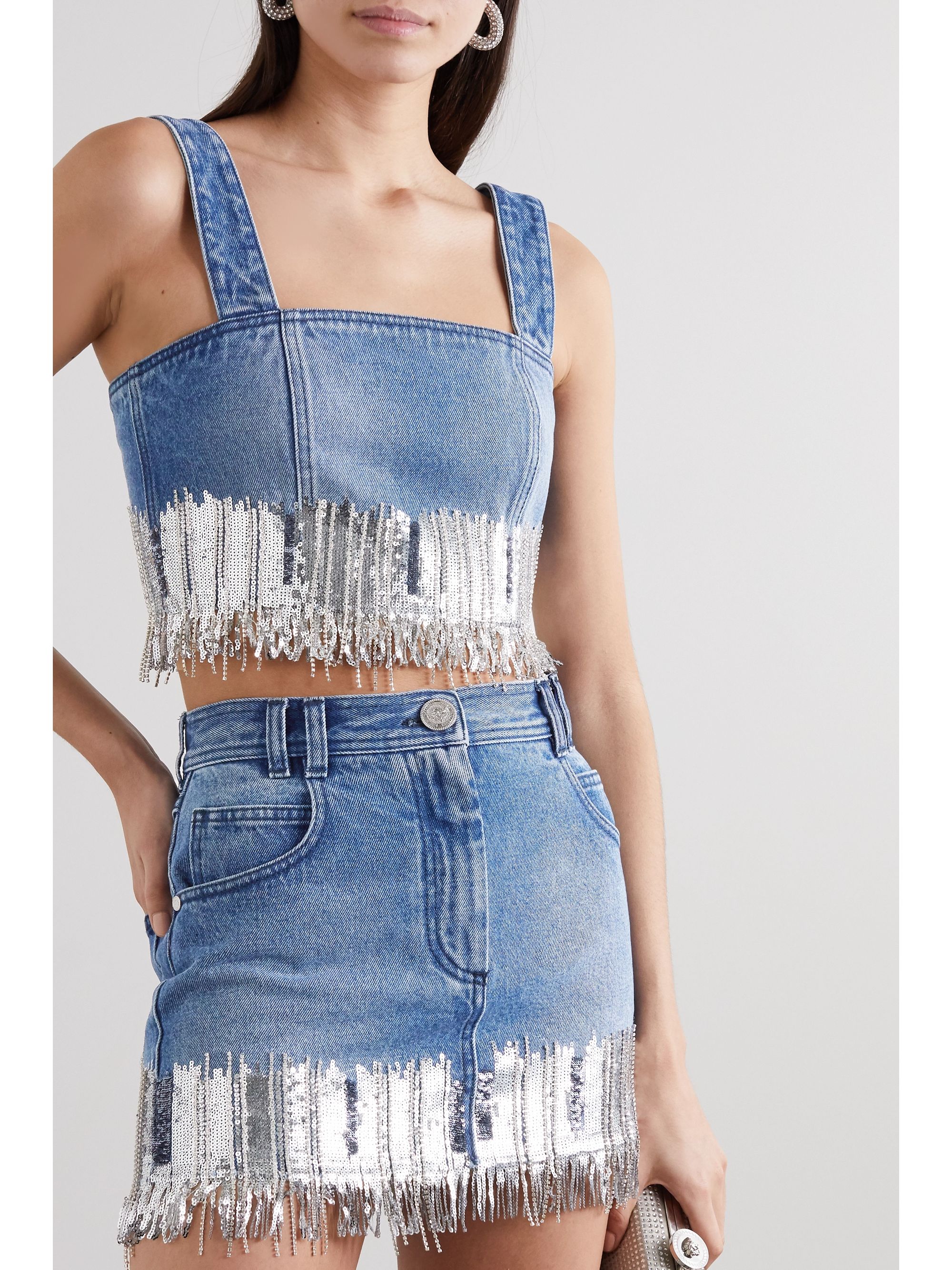cropped denim top
