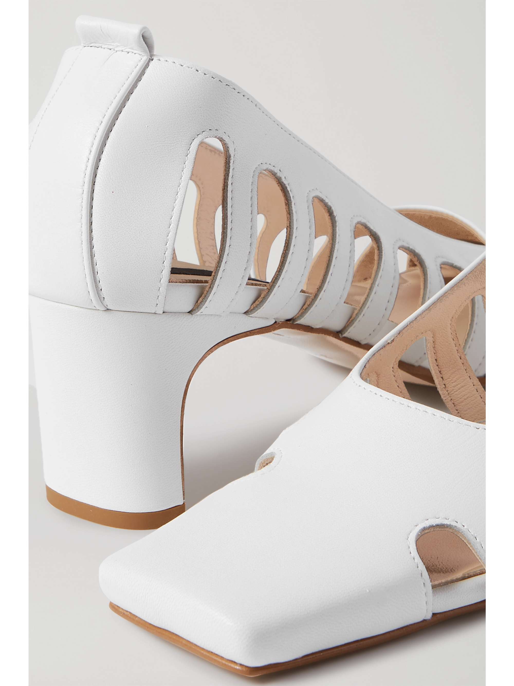 BEVZA Cutout leather pumps