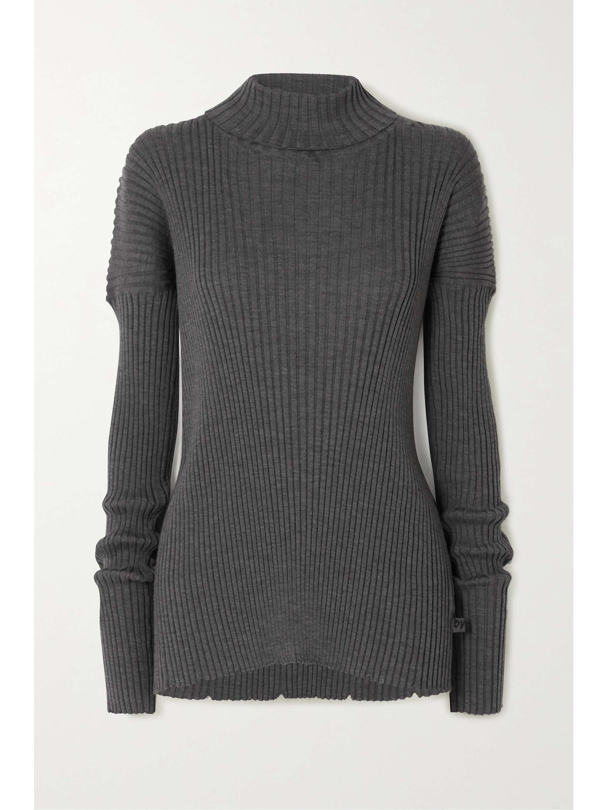 Gray Ribbed wool turtleneck sweater 