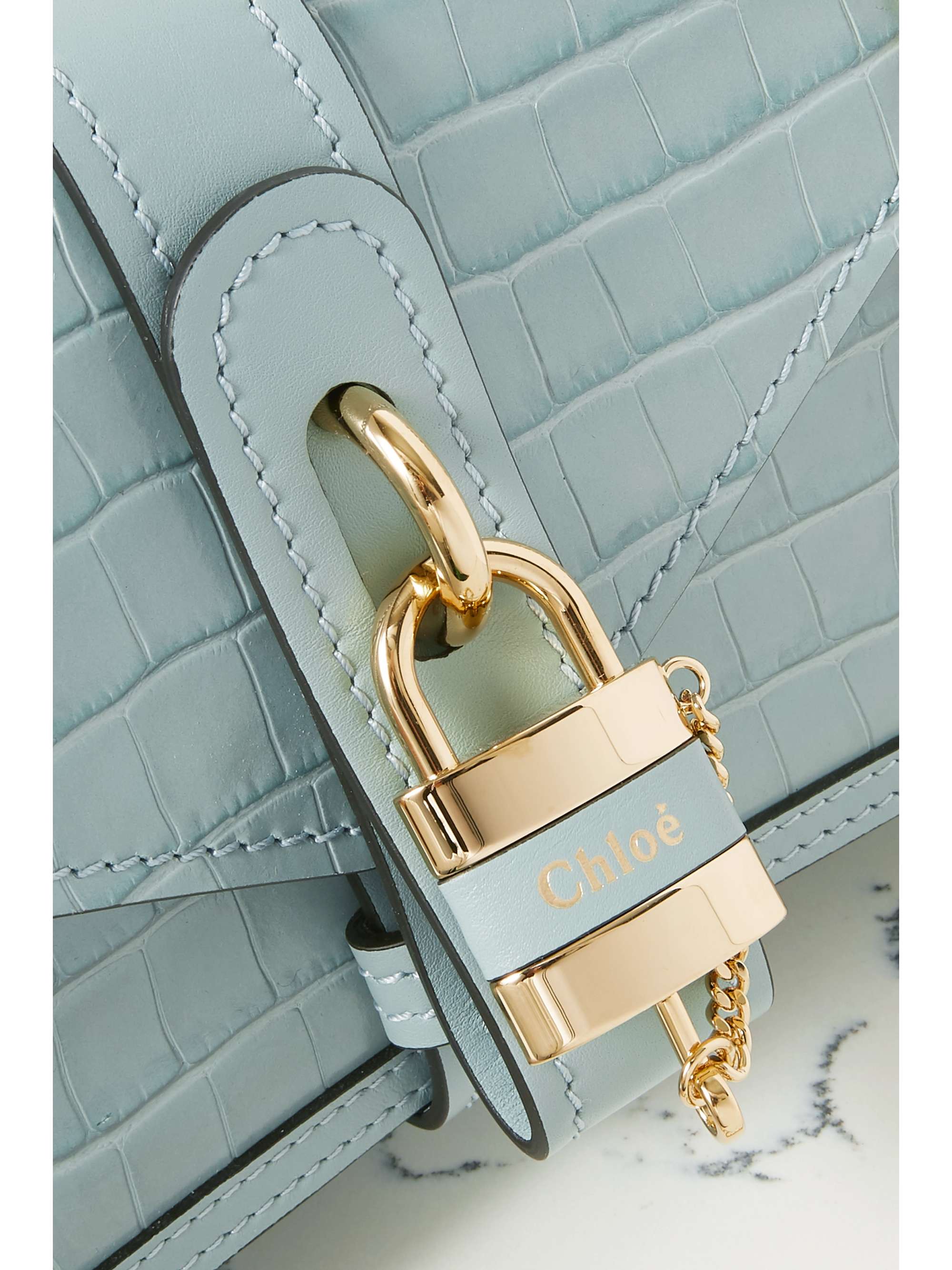 CHLOÉ Aby Chain small croc-effect leather shoulder bag | NET CHLOÉ Aby Chain small croc-effect leather shoulder bag | NET
