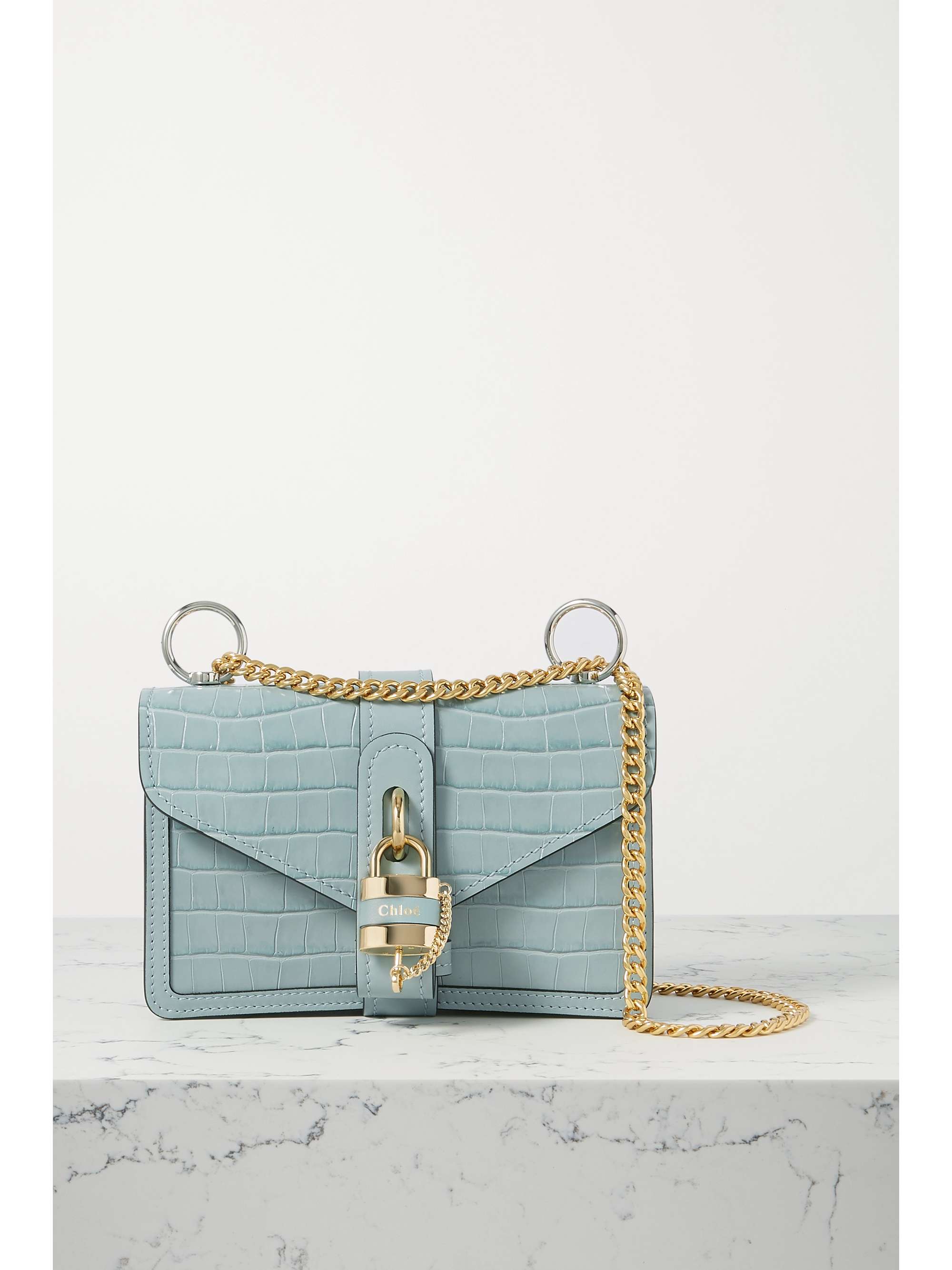 CHLOÉ Aby Chain small croc-effect leather shoulder bag | NET CHLOÉ Aby Chain small croc-effect leather shoulder bag | NET