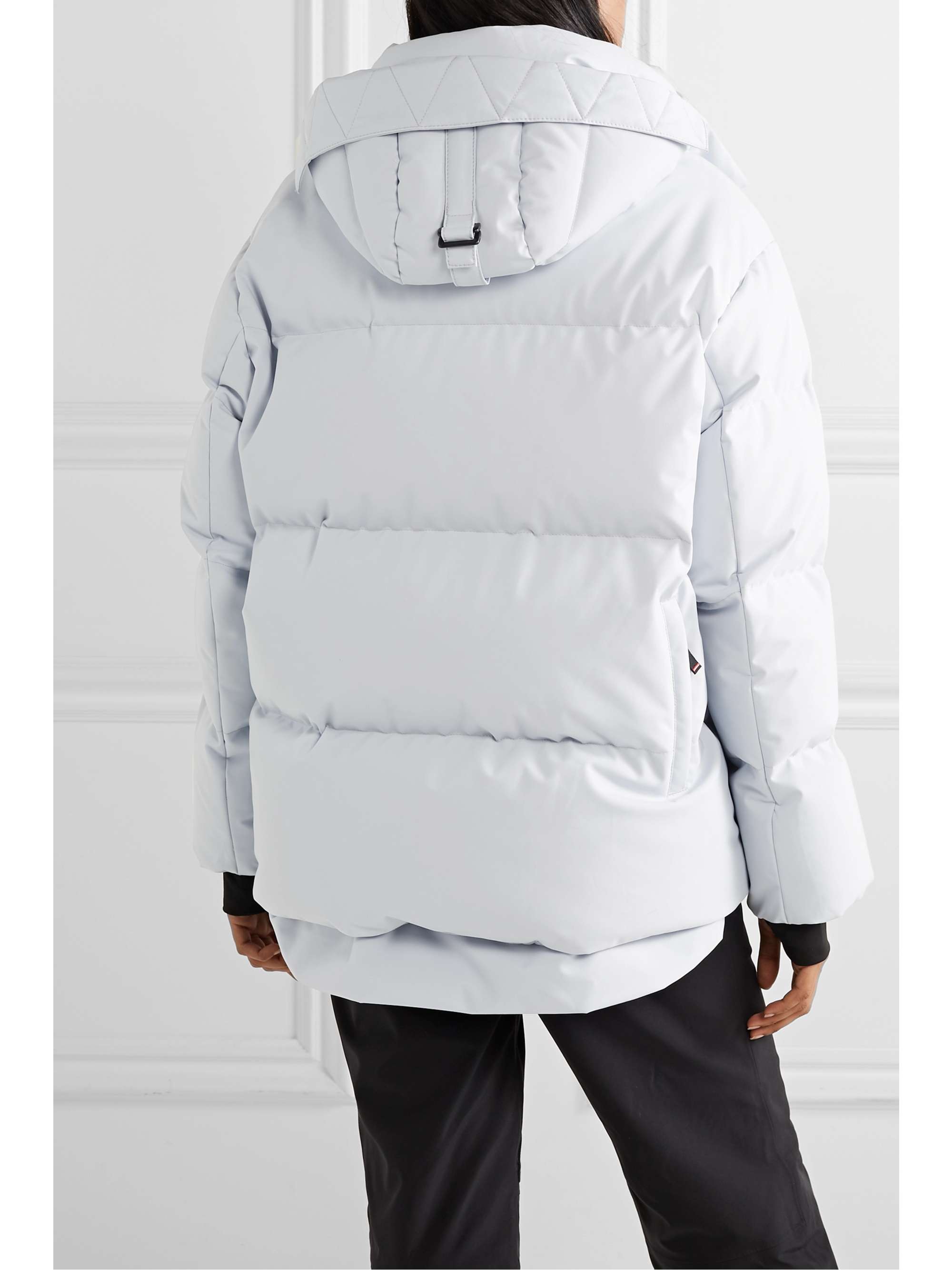Light gray Vera hooded quilted down ski 