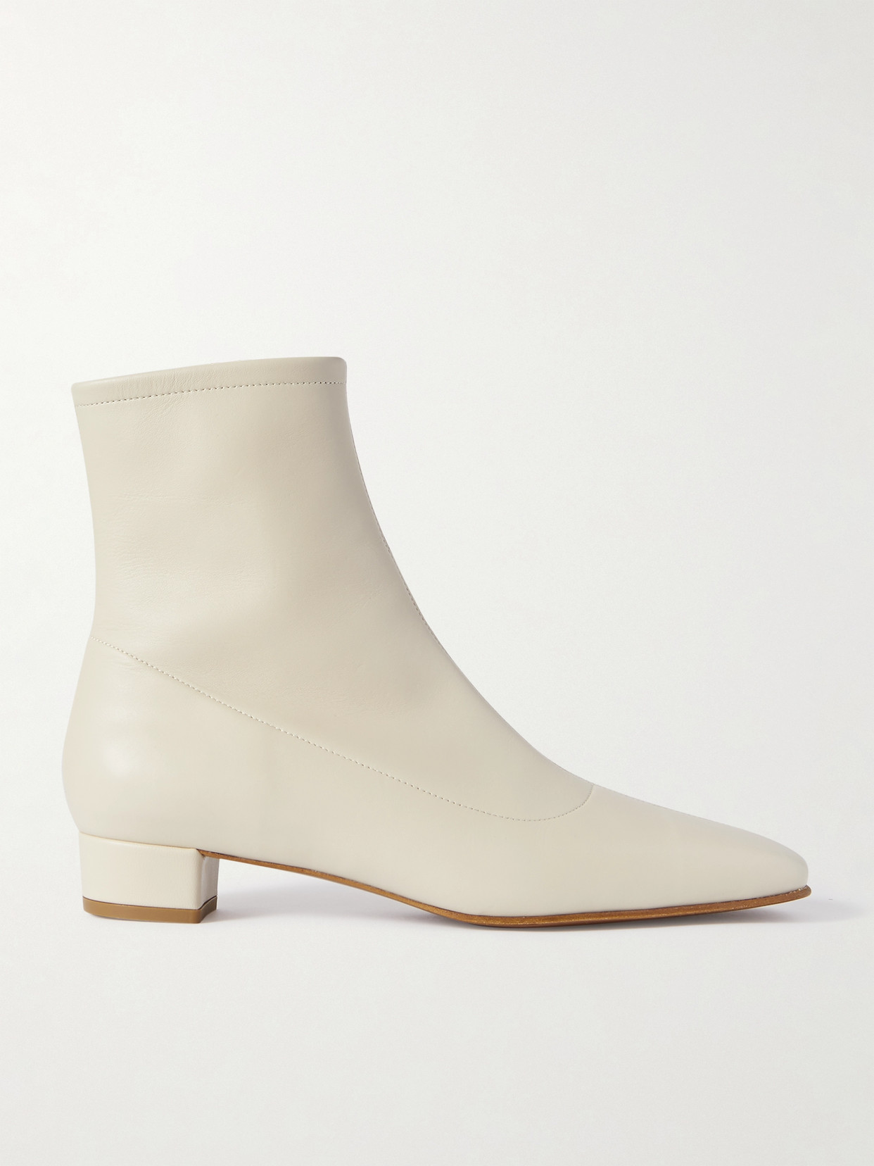 Shop By Far Este Leather Ankle Boots In White