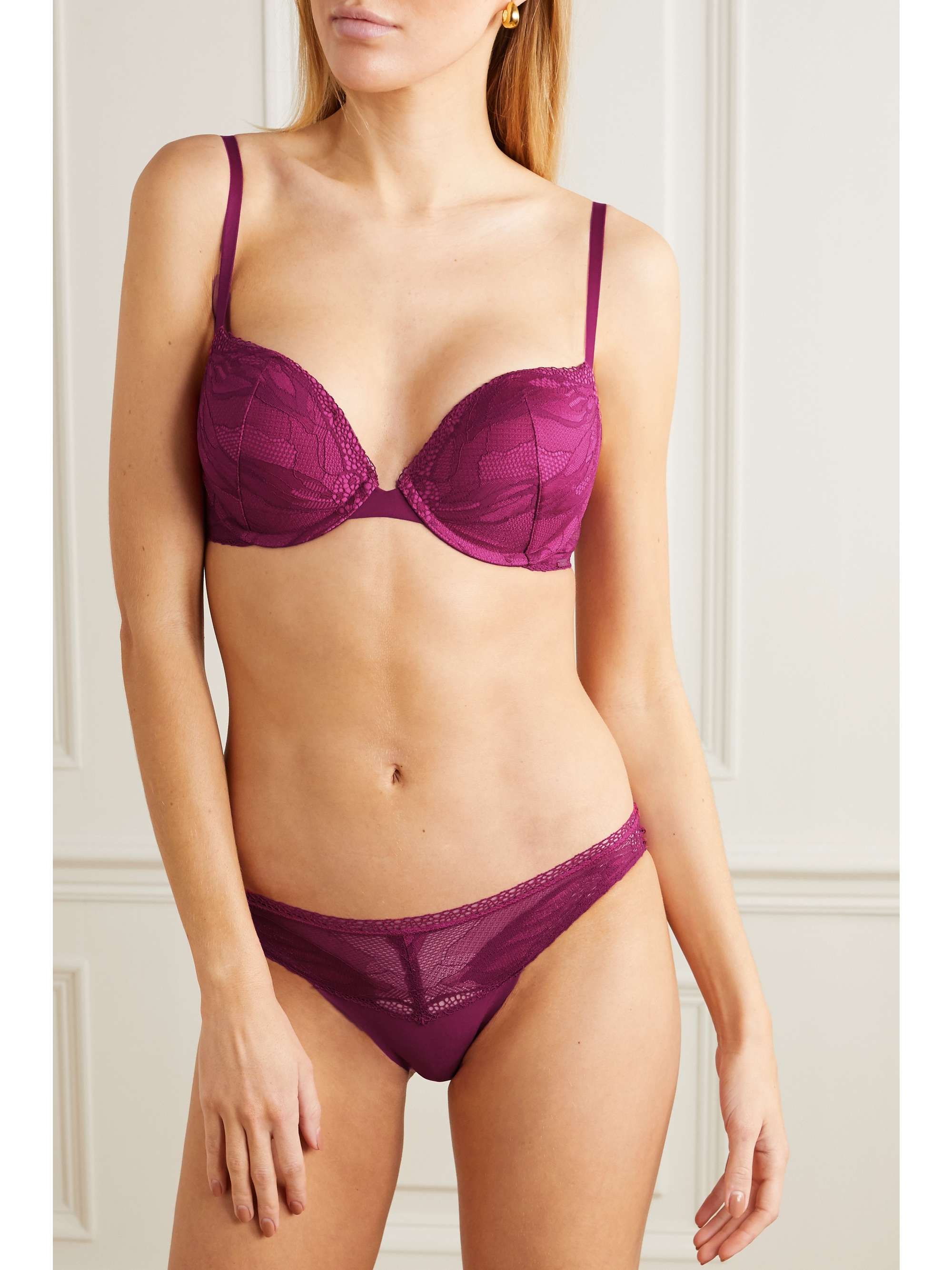 CK ONE Lace and stretch-jersey briefs