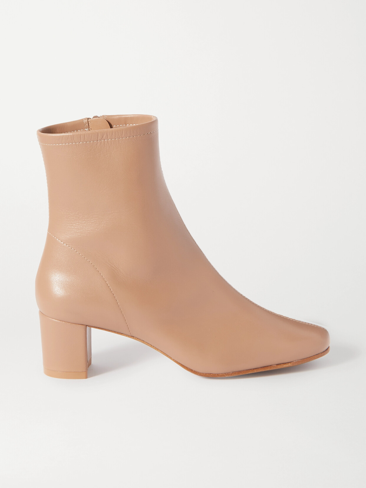 By Far Neutral Sofia 50 Leather Ankle Boots In Neutrals