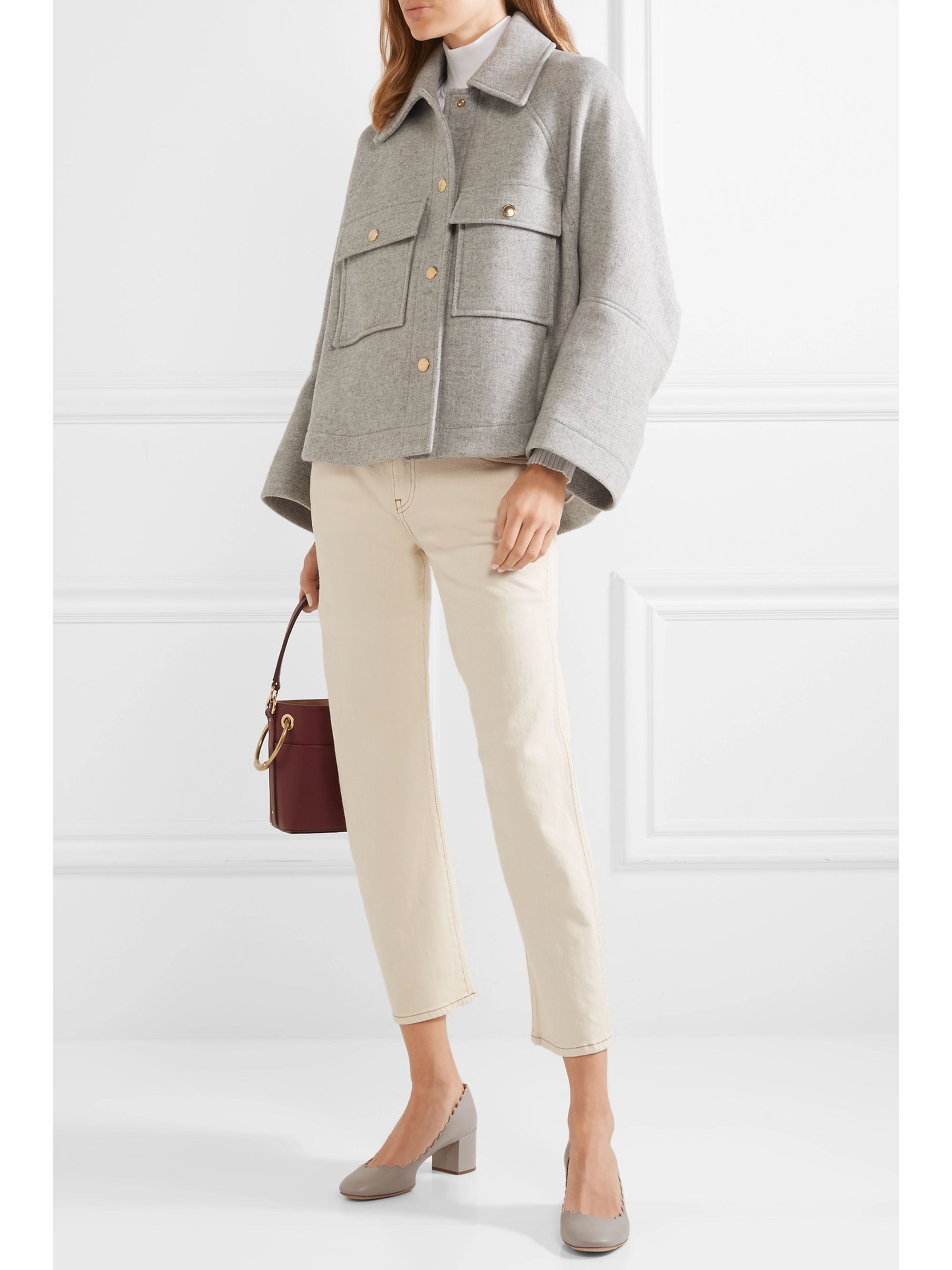 chloé scalloped suede pumps
