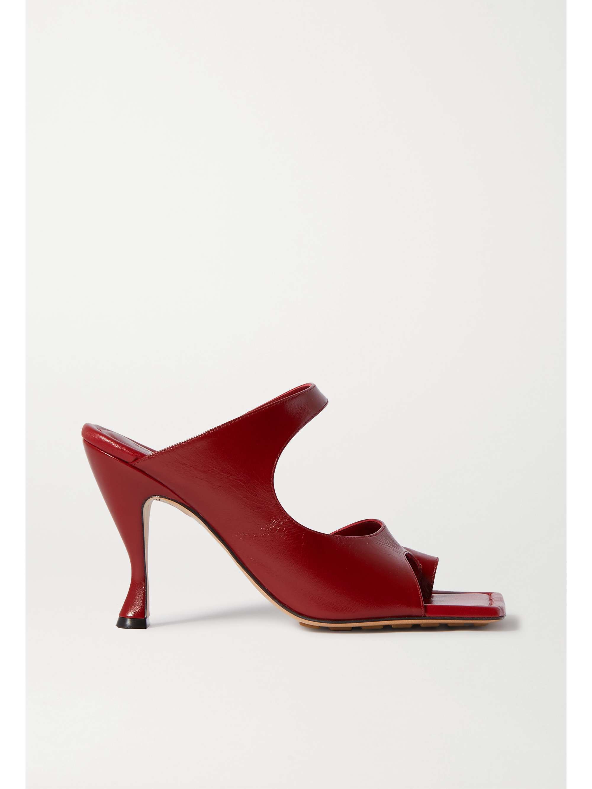 red leather mules with heel