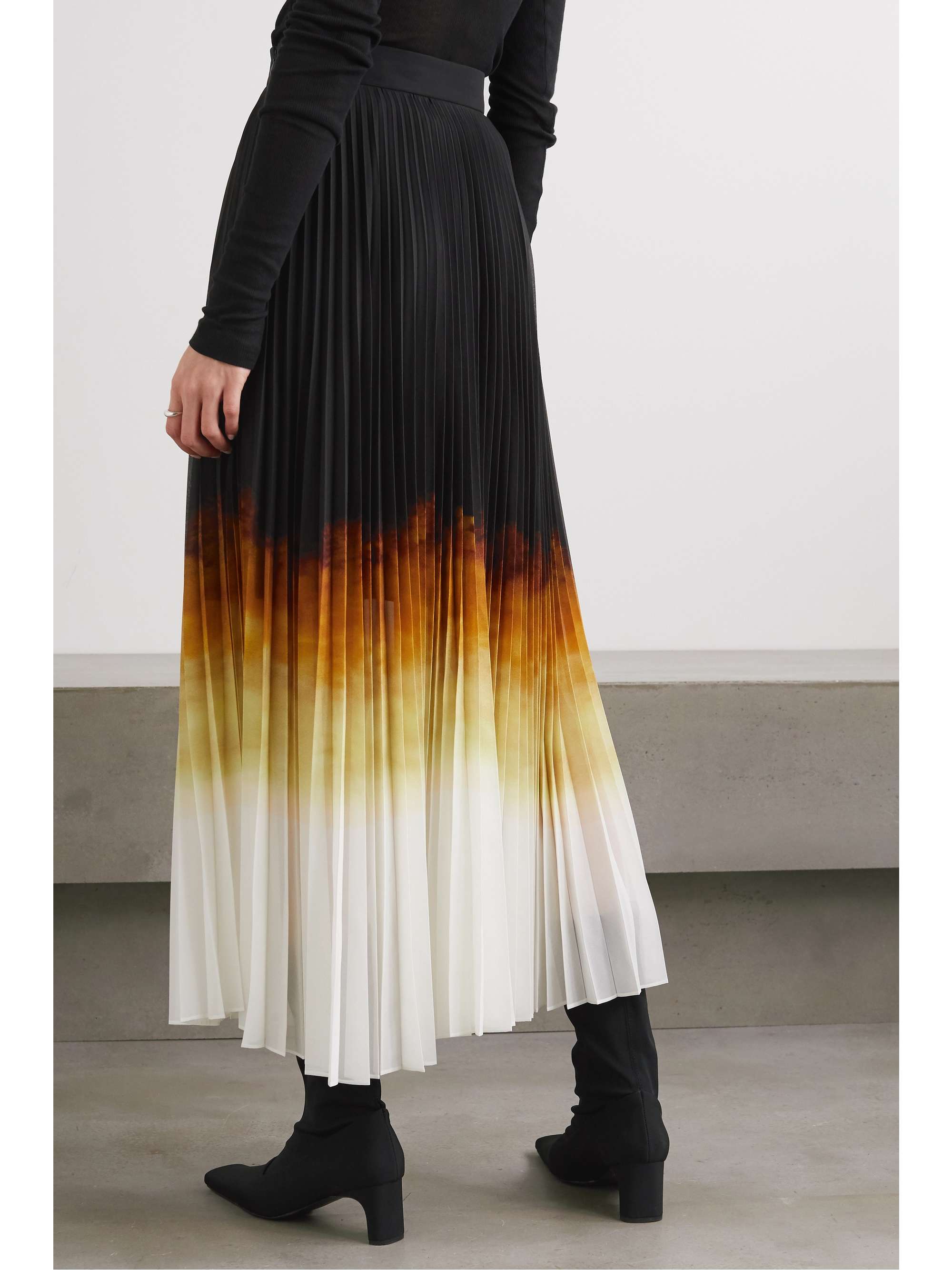BITE STUDIOS + NET SUSTAIN ombré plissé-chiffon midi skirt