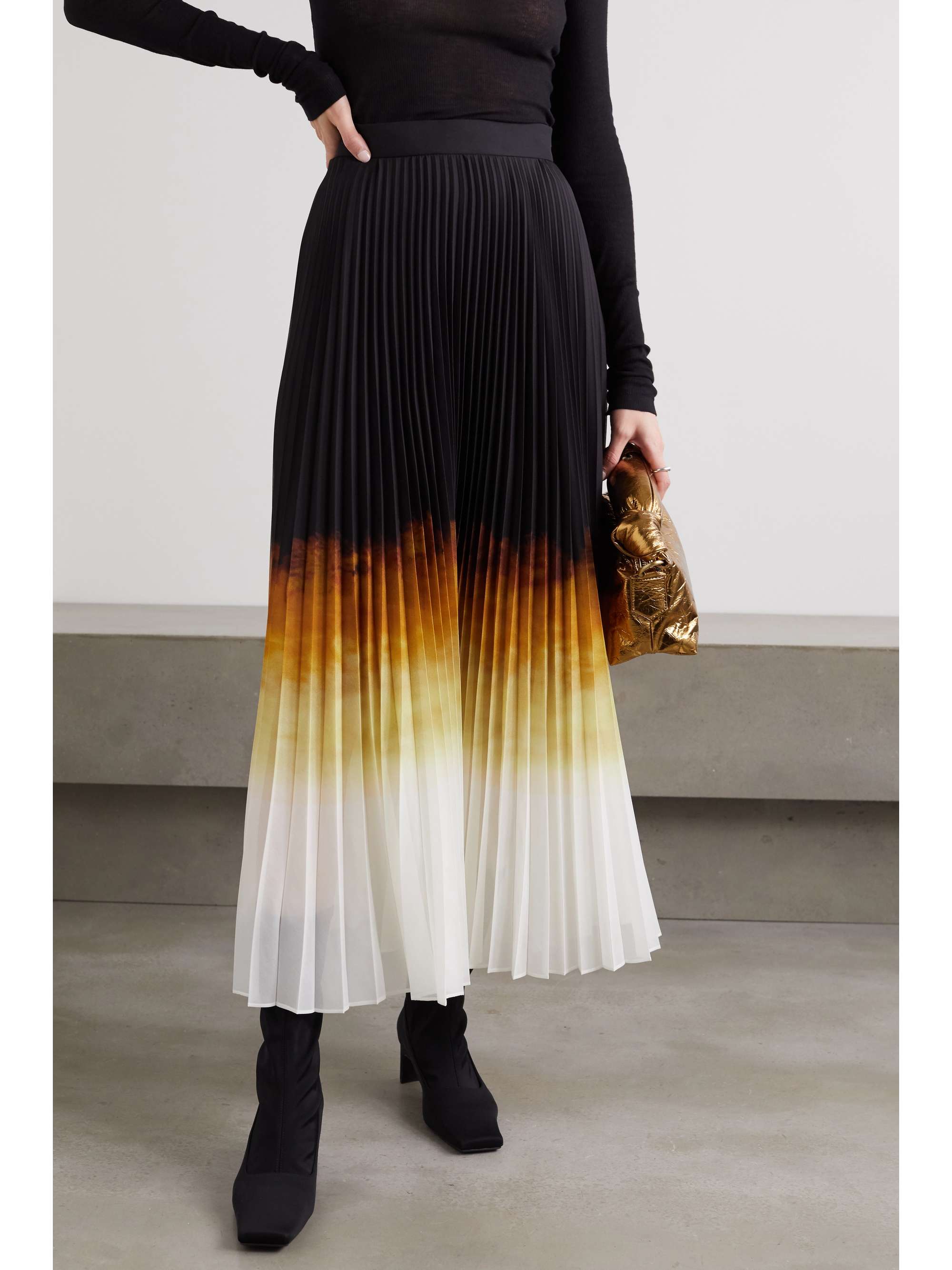 BITE STUDIOS + NET SUSTAIN ombré plissé-chiffon midi skirt