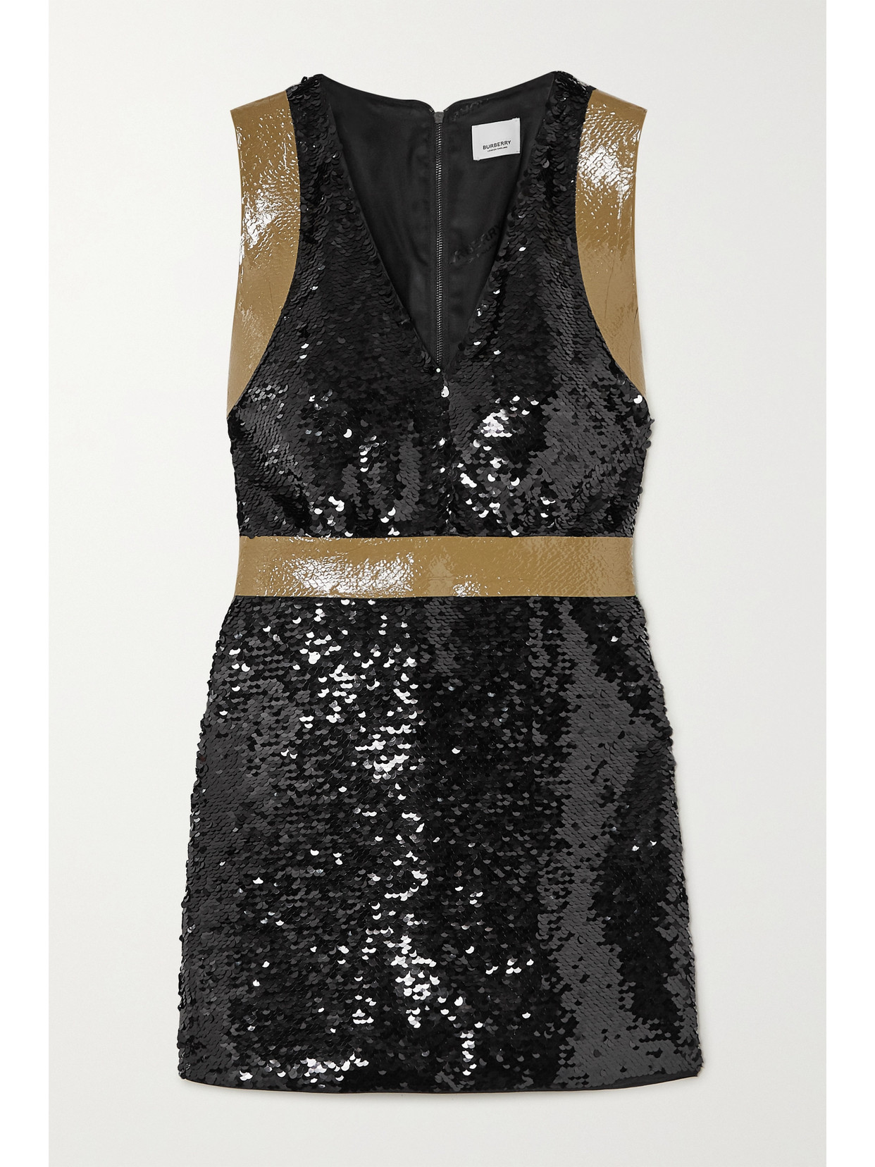 Burberry Oana Tape-trimmed Sequined Crepe Mini Dress In Black
