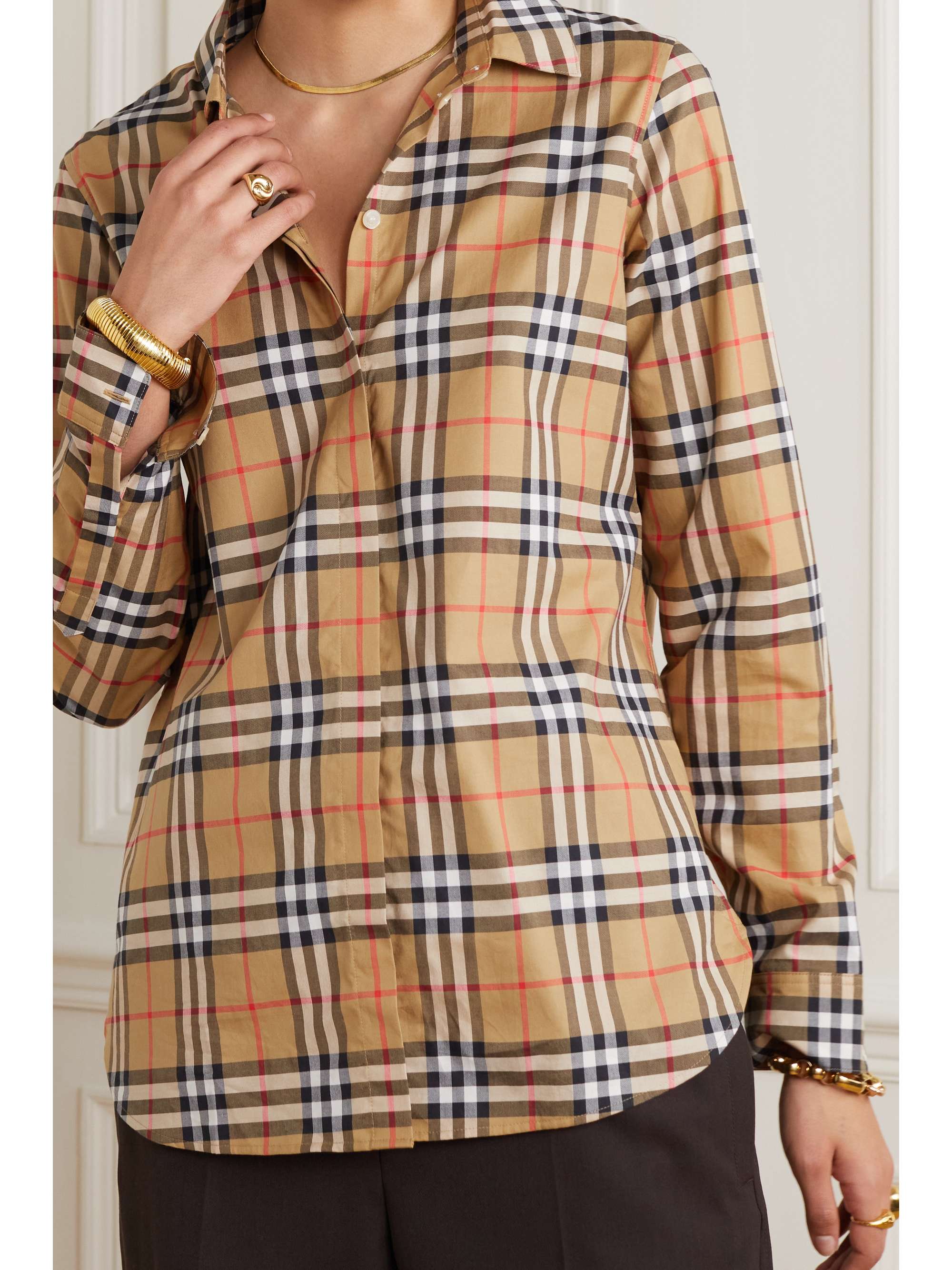 BURBERRY 【NET SUSTAIN】格纹纯棉府绸衬衫