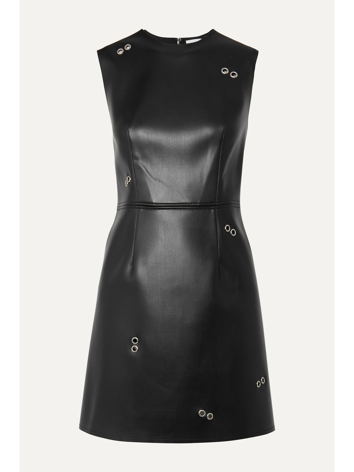 Burberry Coleta Grommet Embellished Faux Leather Minidress In Black